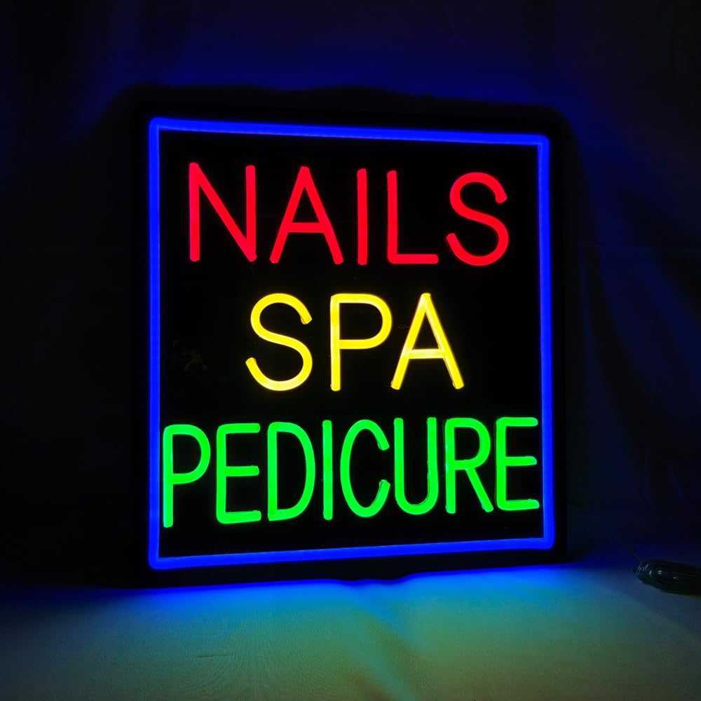 Led Nails Spa Pedicure Neon Sign, 16"x16"