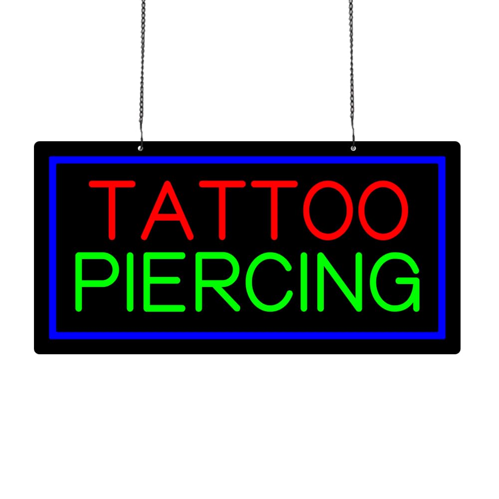Led Tattoo Piercing Neon Sign, 24"x12"