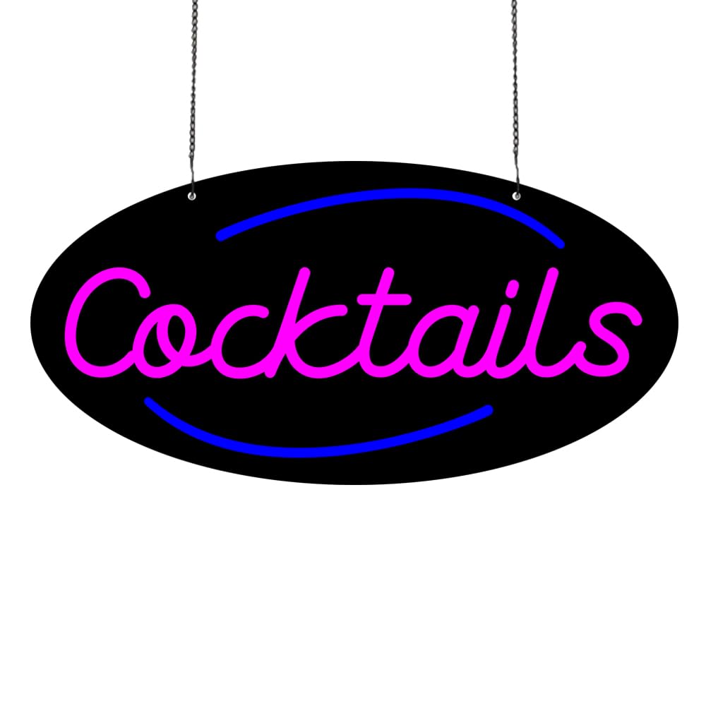 Led Cocktails Neon Sign, 20"x10"
