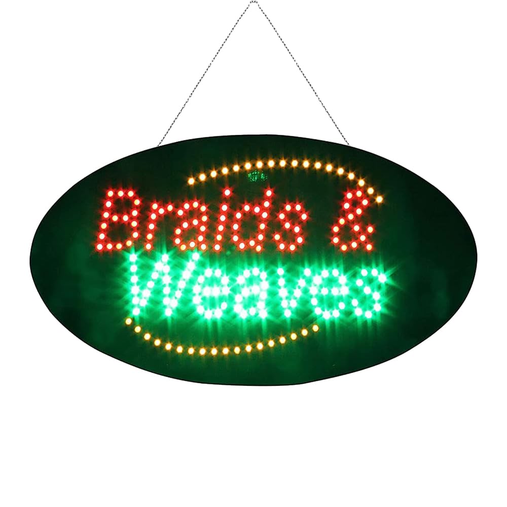 Led Braids Weaves Sign, 27"x15"