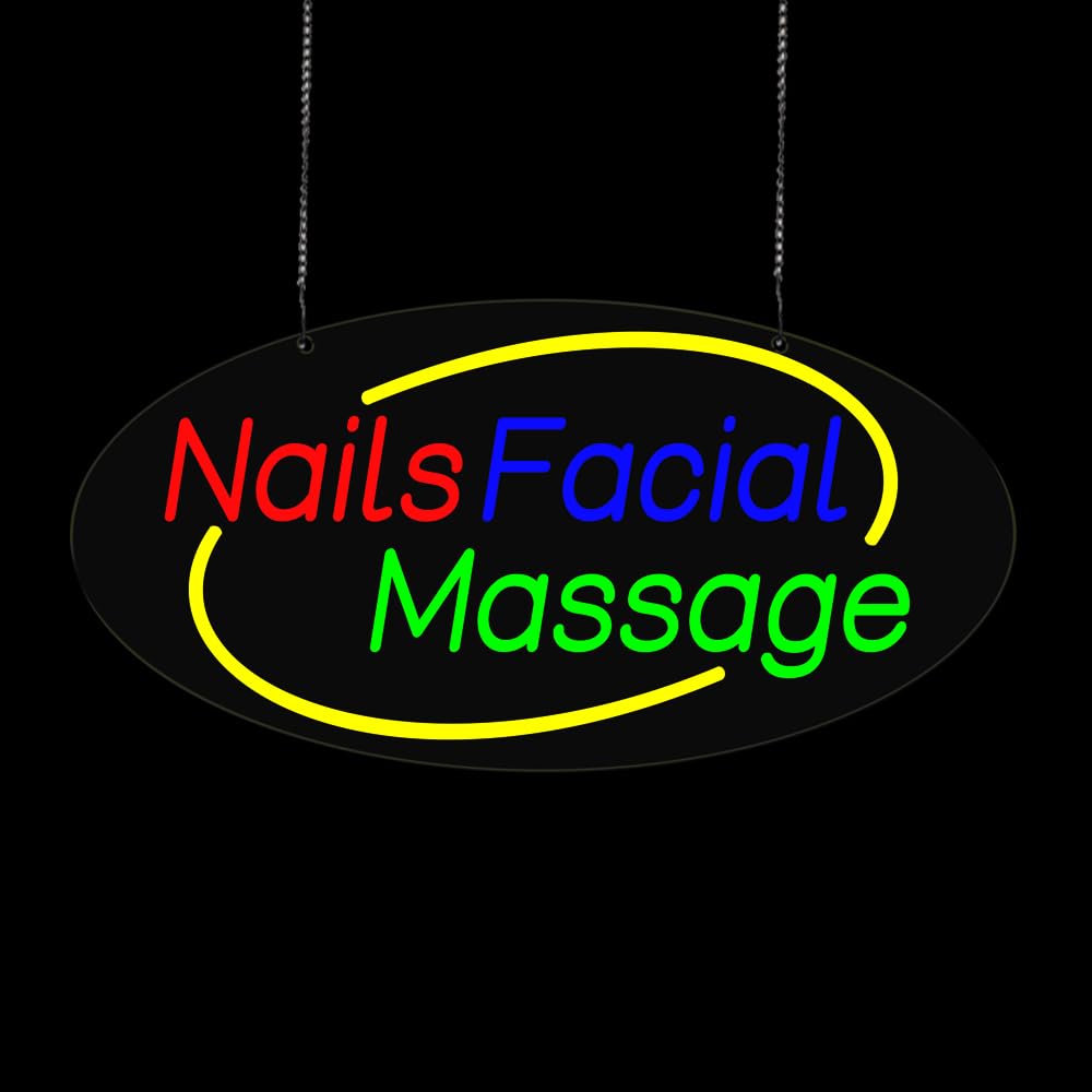 LED Nails Facial Massage Neon Sign, 24"x12"