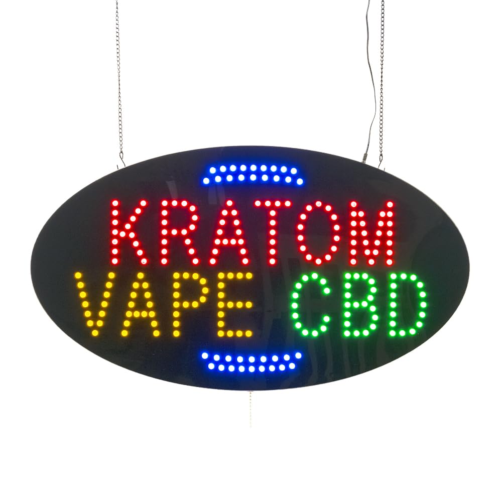 Kratom Vape CBD LED Sign, 27"x15"