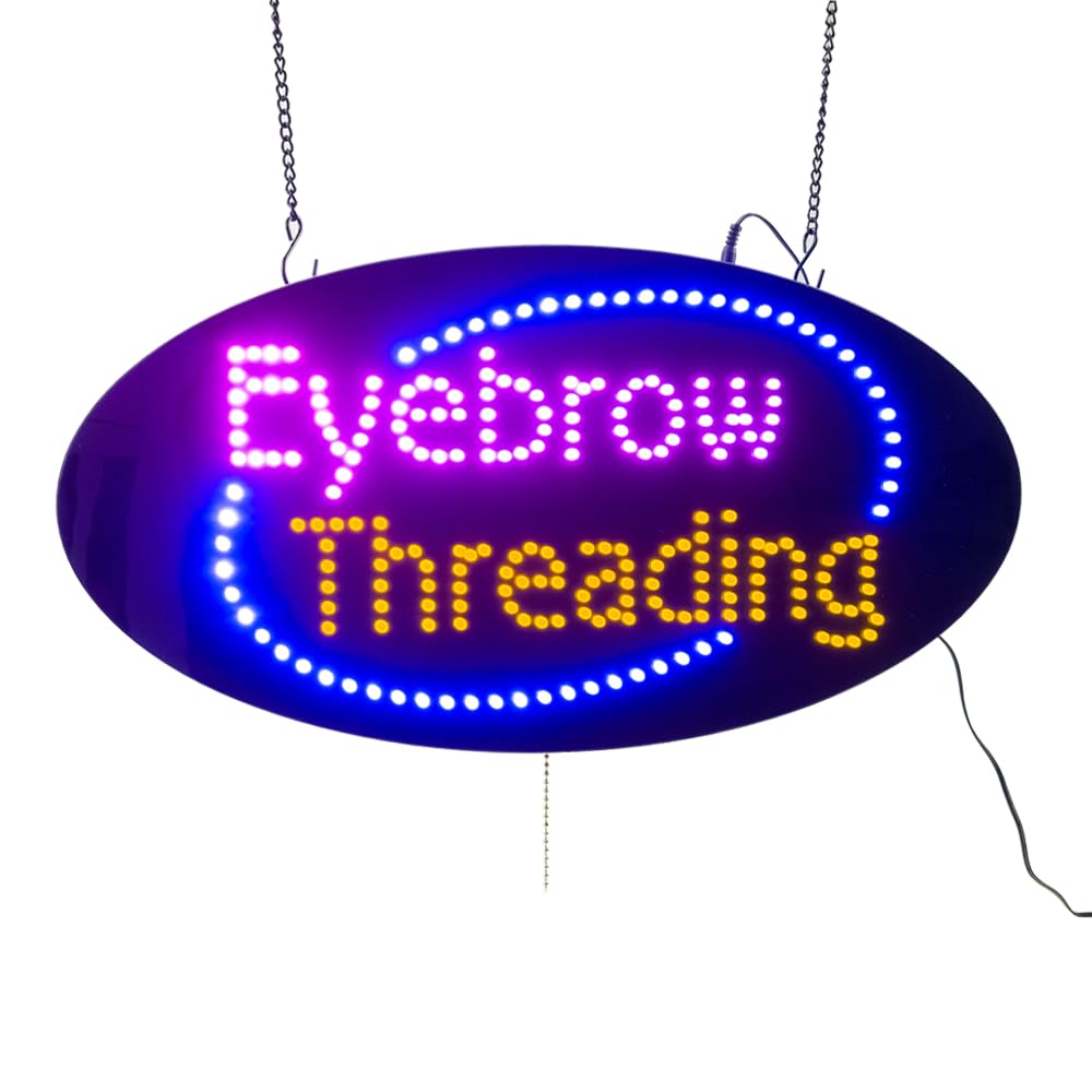 LED Eyebrow Threading Sign, 19"x9.5"