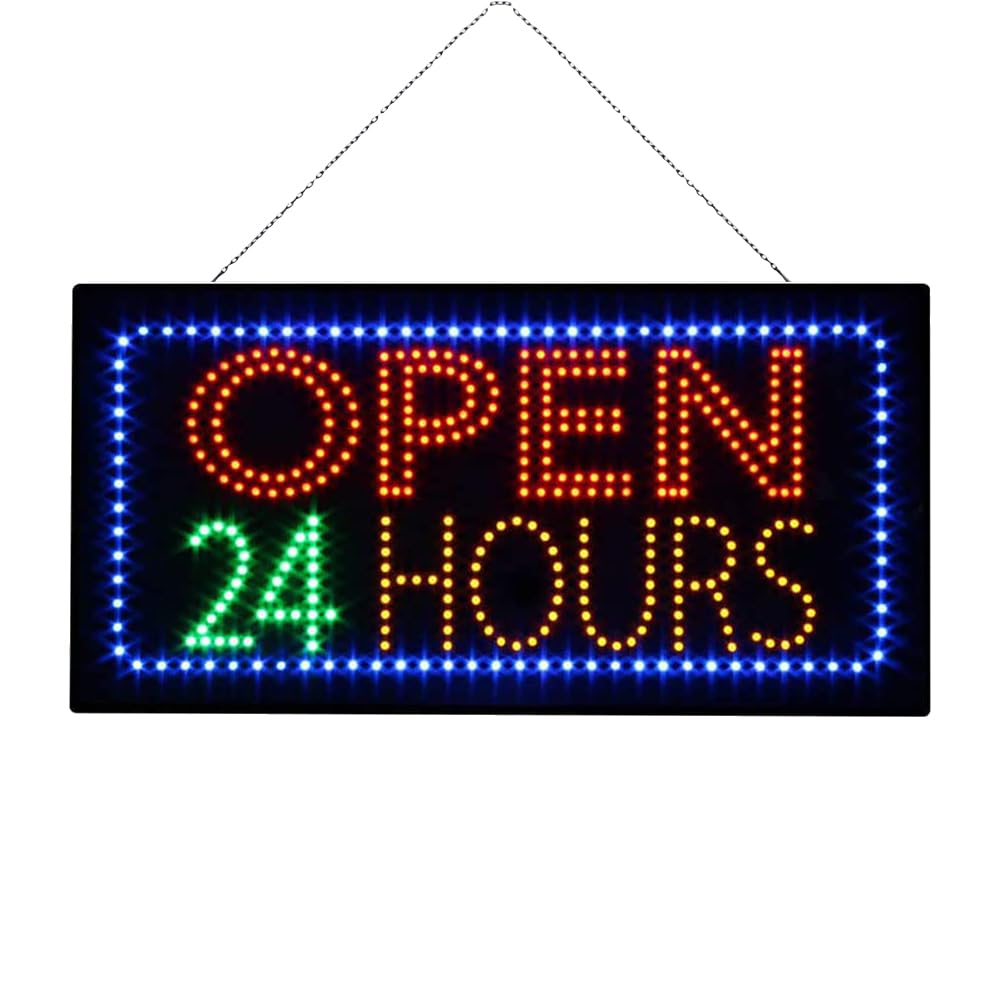LED Open 24 Hours Sign, 24"x12"