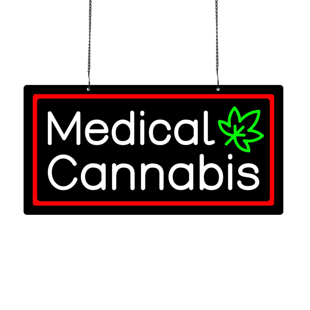LED Medical Cannabis Neon Sign, 24"x12"