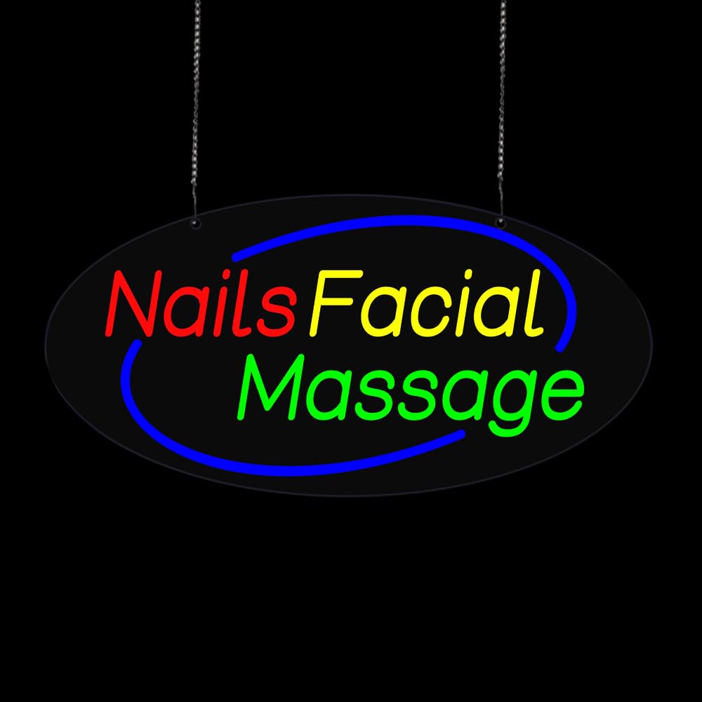 Led Nails Facial Massage Neon Sign, 24"x12"