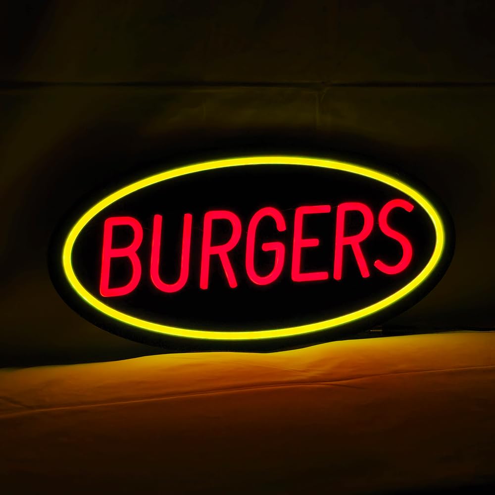 LED Burgers Neon Sign, 18"x9"