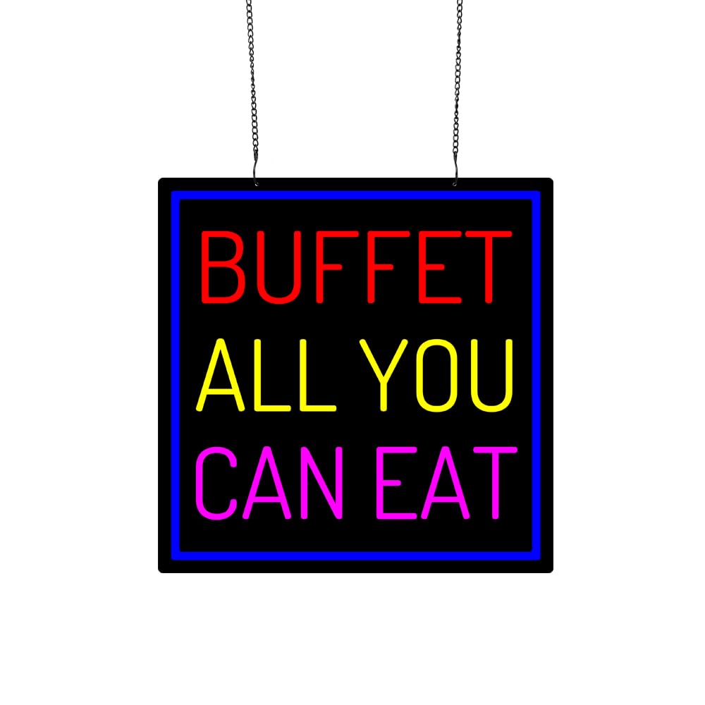LED Buffet All You Can Eat Neon Sign, 16"x16"