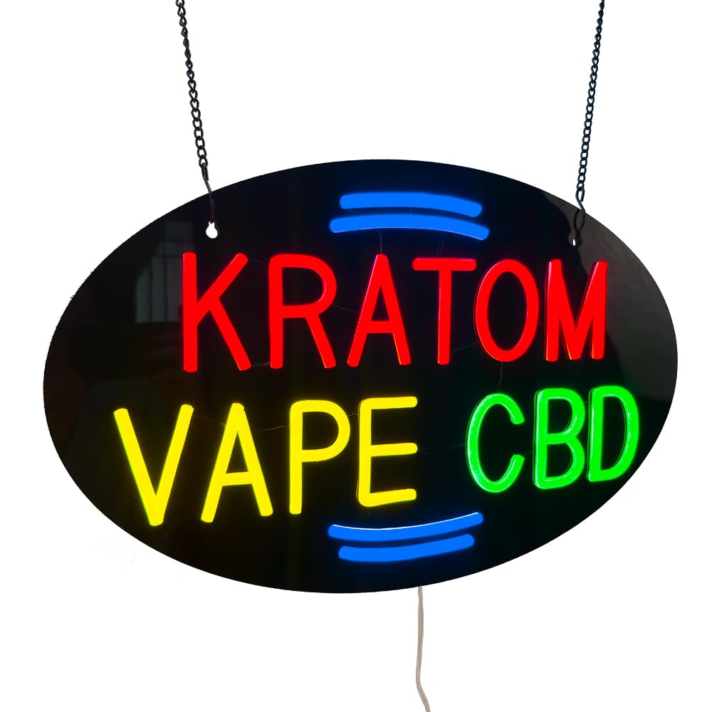 Kratom Vape CBD LED Neon Sign, 20"x12.6"