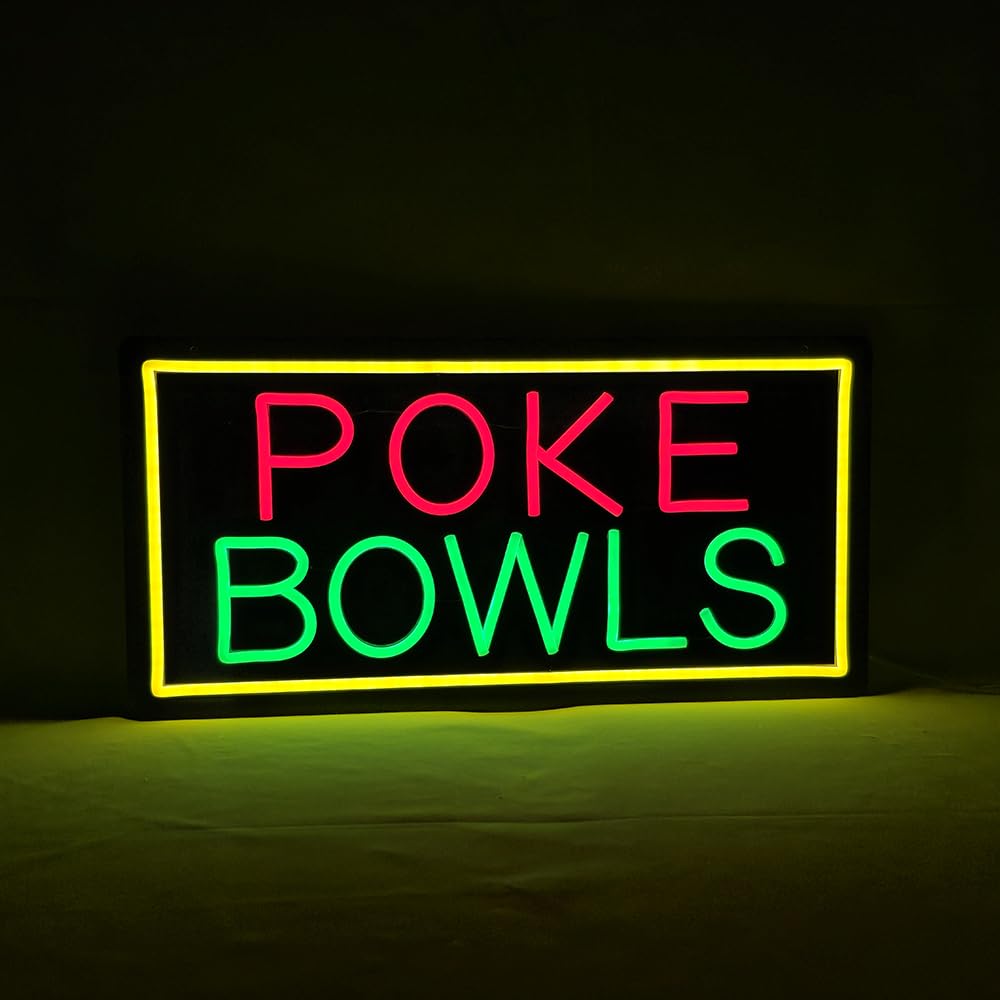 LED Poke Bowls Neon Sign, 20"x10"