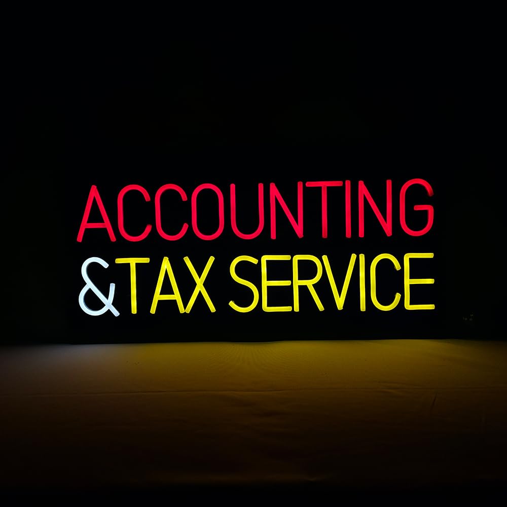 LED Accounting Tax Service Neon Sign, 24"x12"