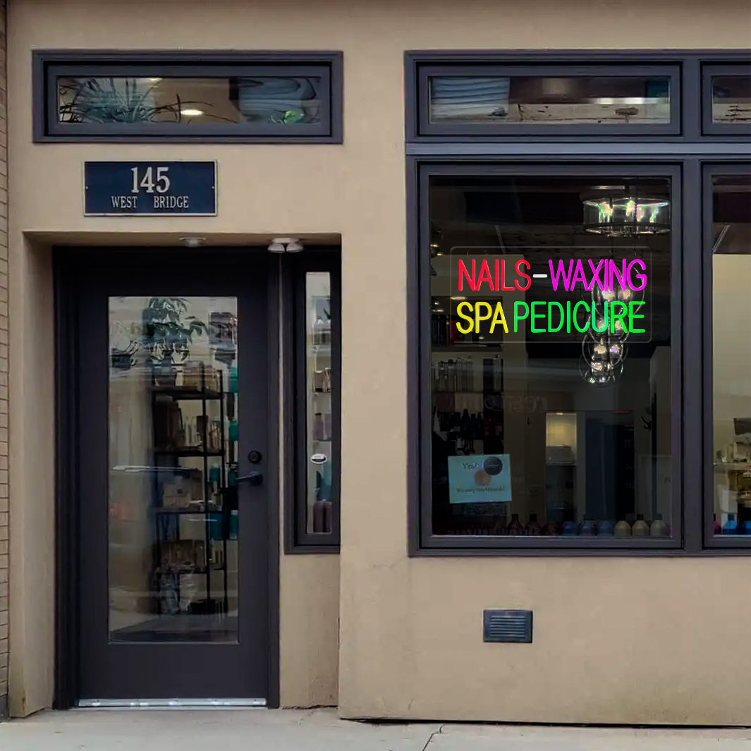Nails Waxing Spa Pedicure LED Neon Signs, 24"x12"