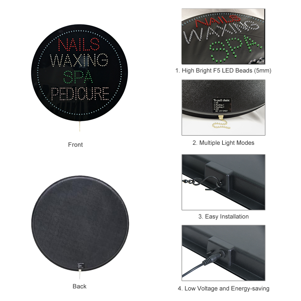 Nails Waxing Spa Pedicure Sign, 20"x20"