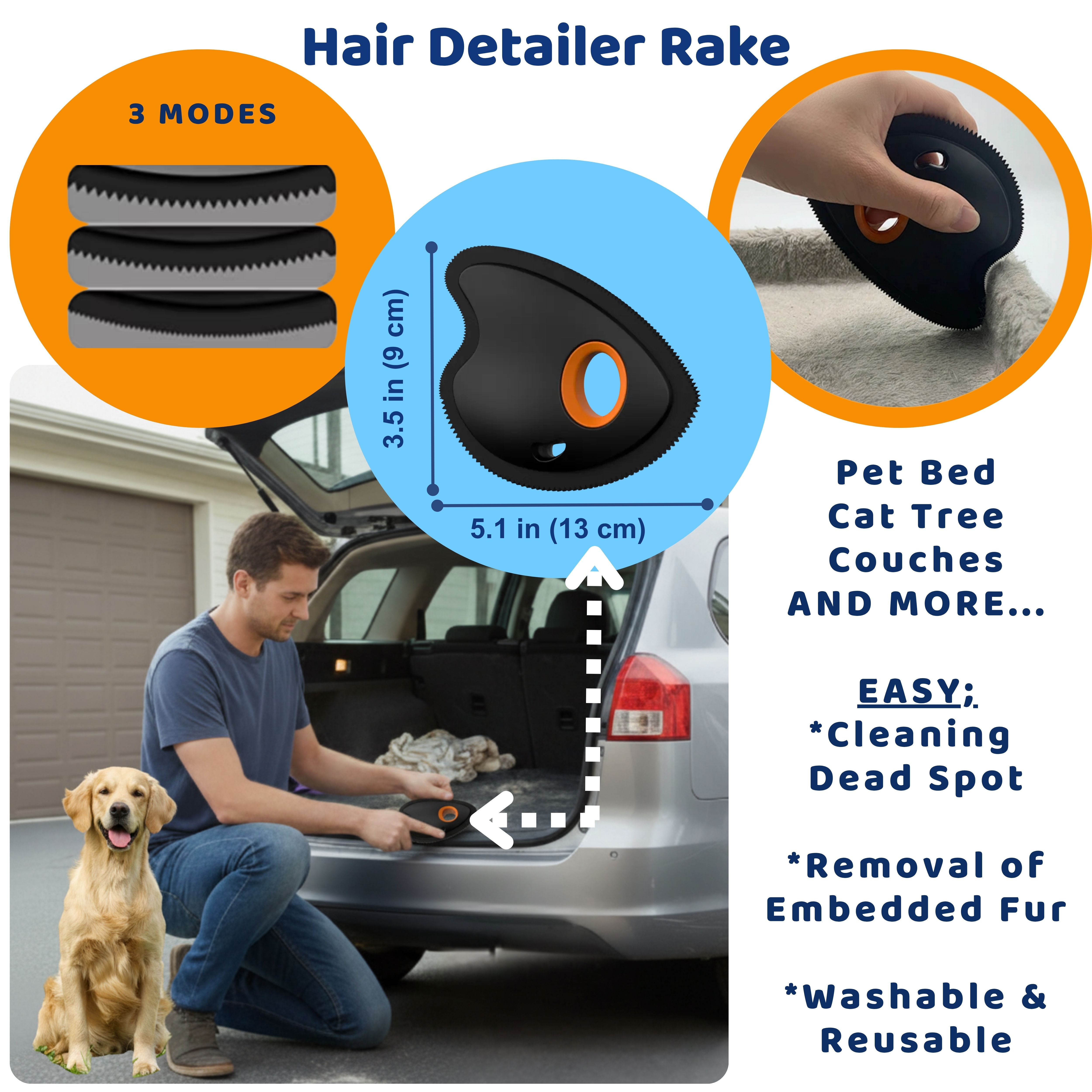 Shop & Like 3-in-1 Pet Hair Removal Tool: Lint Remover for Car Interior & Furniture Detailing, Pet Hair Removal Glove for Clothes & Upholstery, Dryer Balls Laundry Reusable