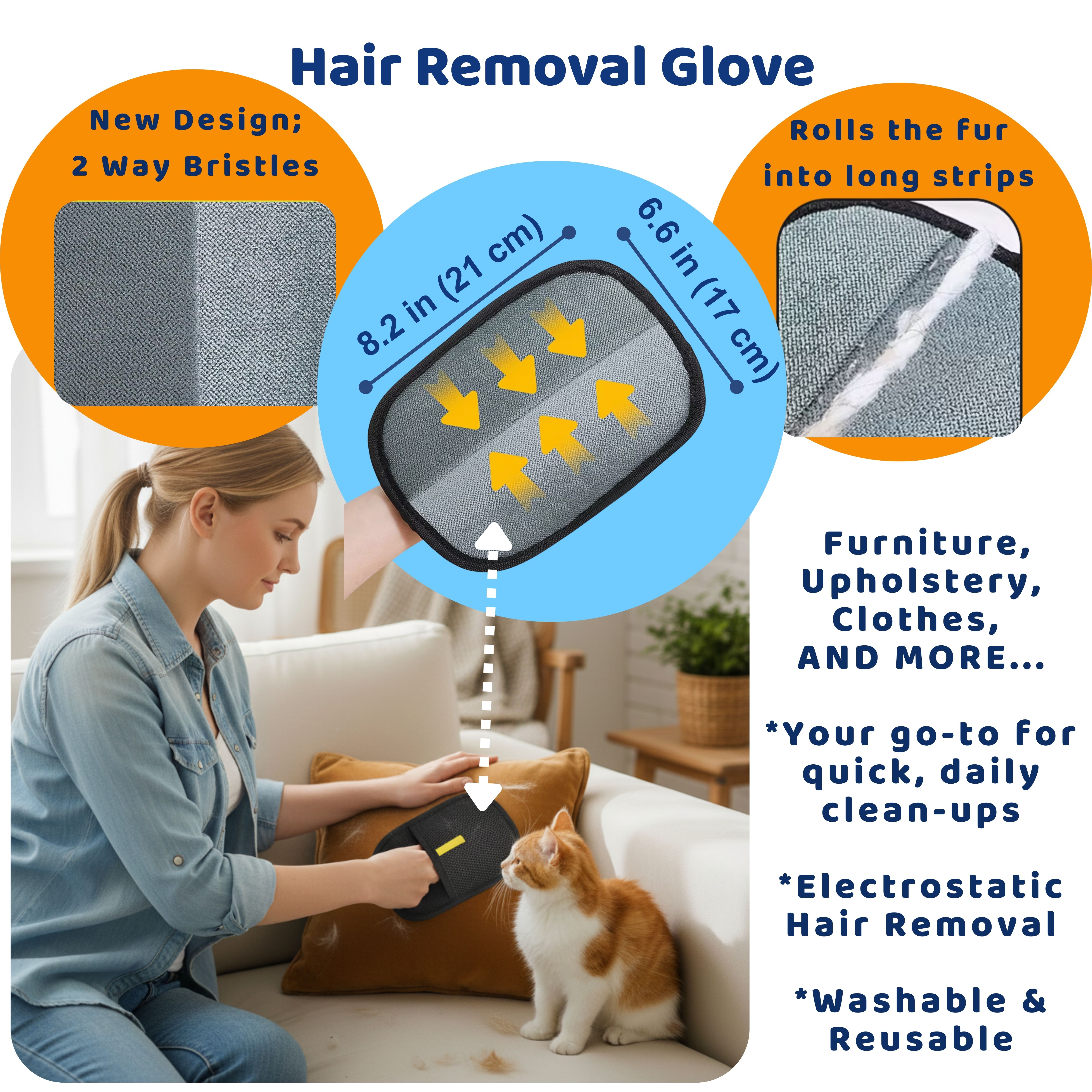 Shop & Like 3-in-1 Pet Hair Removal Tool: Lint Remover for Car Interior & Furniture Detailing, Pet Hair Removal Glove for Clothes & Upholstery, Dryer Balls Laundry Reusable