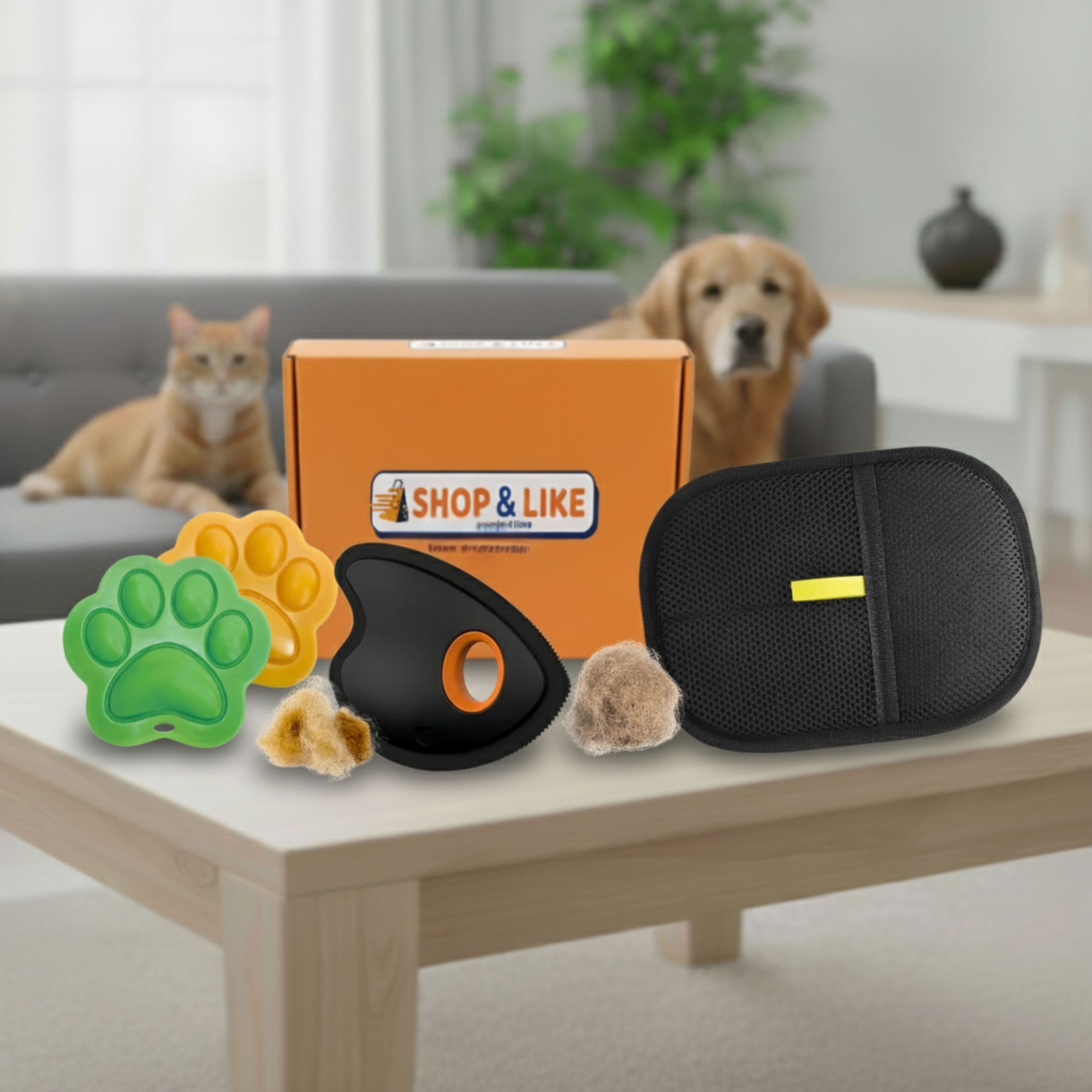 Shop & Like 3-in-1 Pet Hair Removal Tool: Lint Remover for Car Interior & Furniture Detailing, Pet Hair Removal Glove for Clothes & Upholstery, Dryer Balls Laundry Reusable