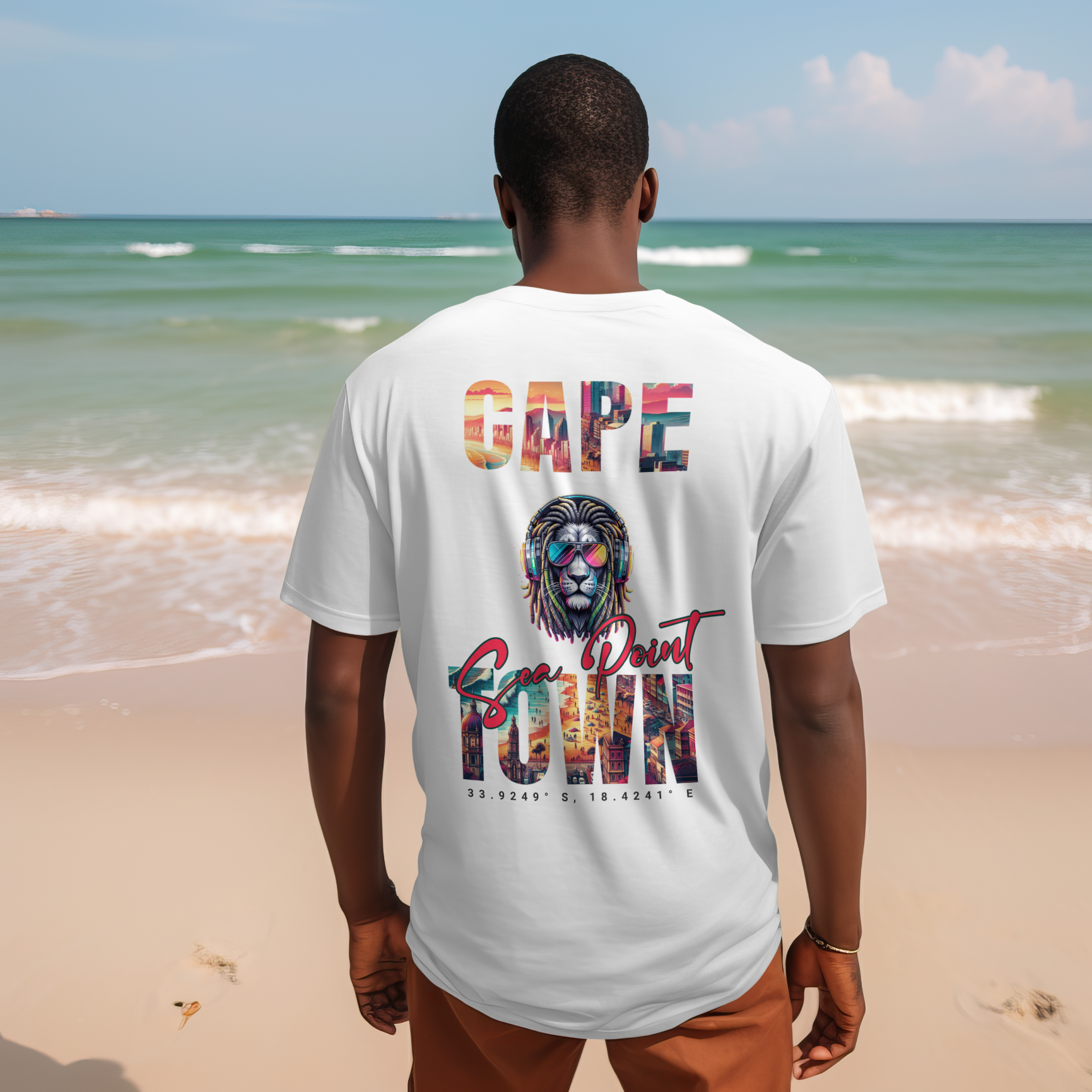 T-shirt blanc Cape Town 33.9249° S, 18.4241° E