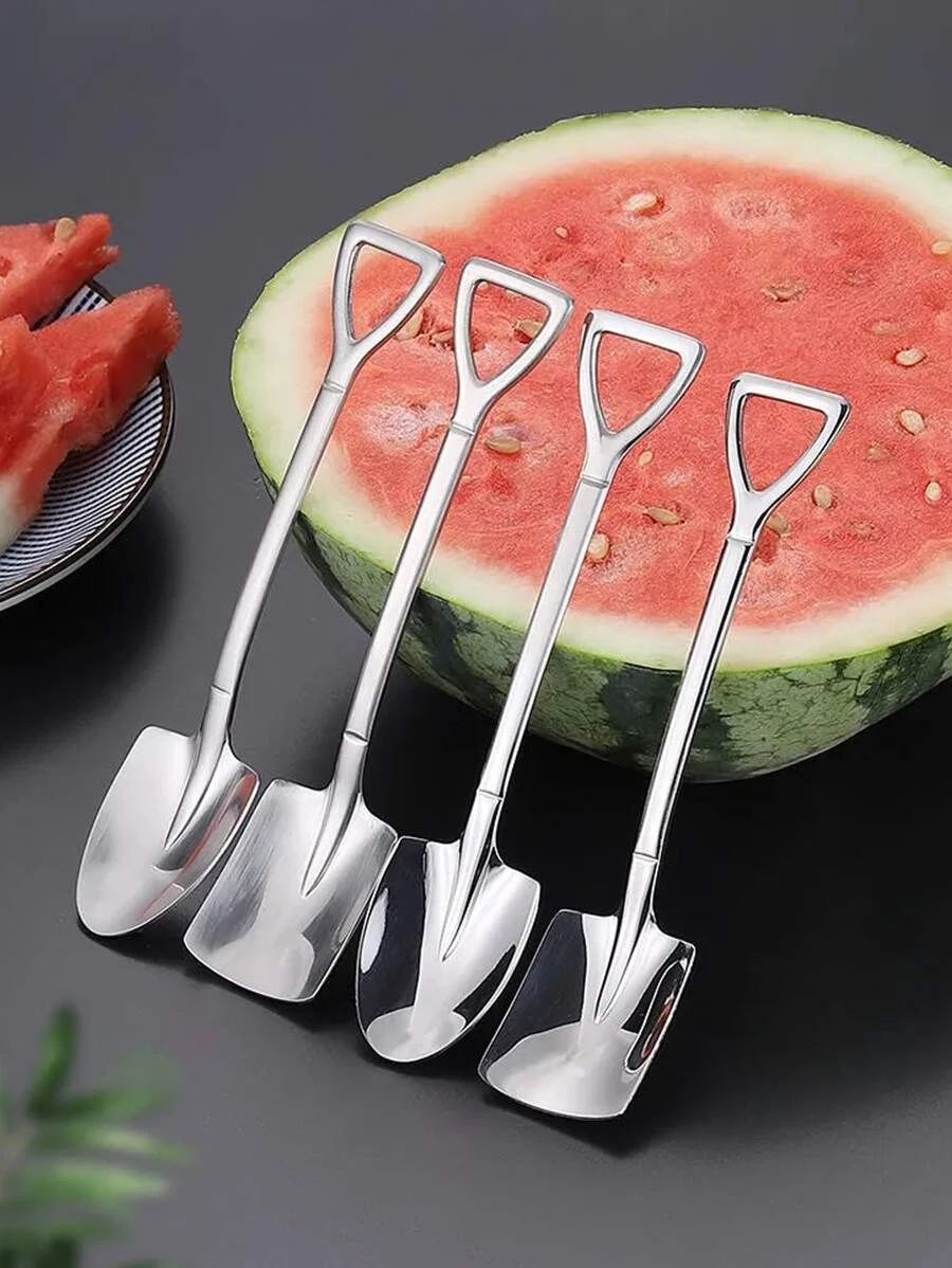 Shovel-Shaped Stainless Steel Spoons