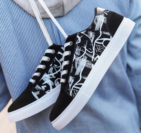 Black and White Patterned Sneakers