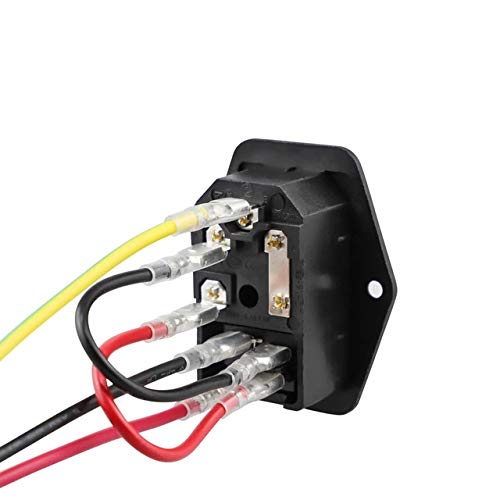 3 Pin IEC320 C14 AC Power Socket with Fuse Red Rocker Switch