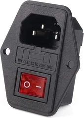 3 Pin IEC320 C14 AC Power Socket with Fuse Red Rocker Switch