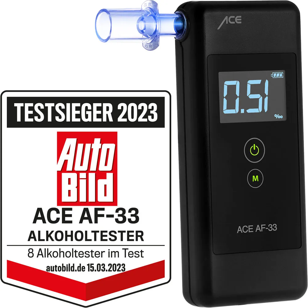 Alkotester ACE AF-33 – test-winner u AUTO BILD testovima (2022/23 i 2025).