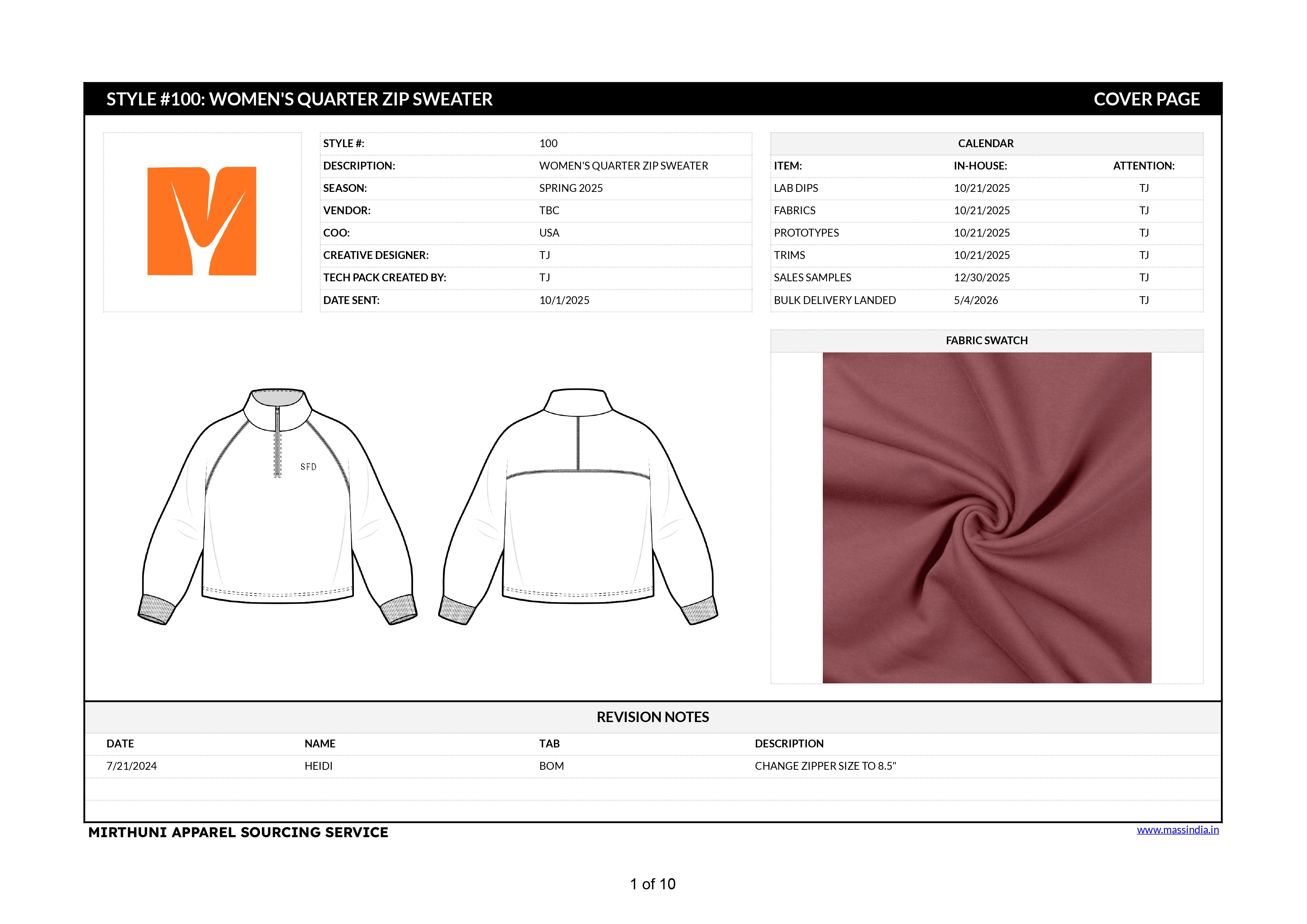 Editable Apparel Techpack Template (Excel + PDF Model)