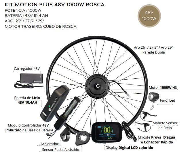 Kit Motion Plus 48V 1000W Rosca
