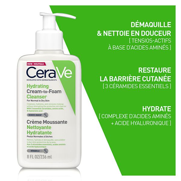 CeraVe Crème Moussante Nettoyante Hydratante
