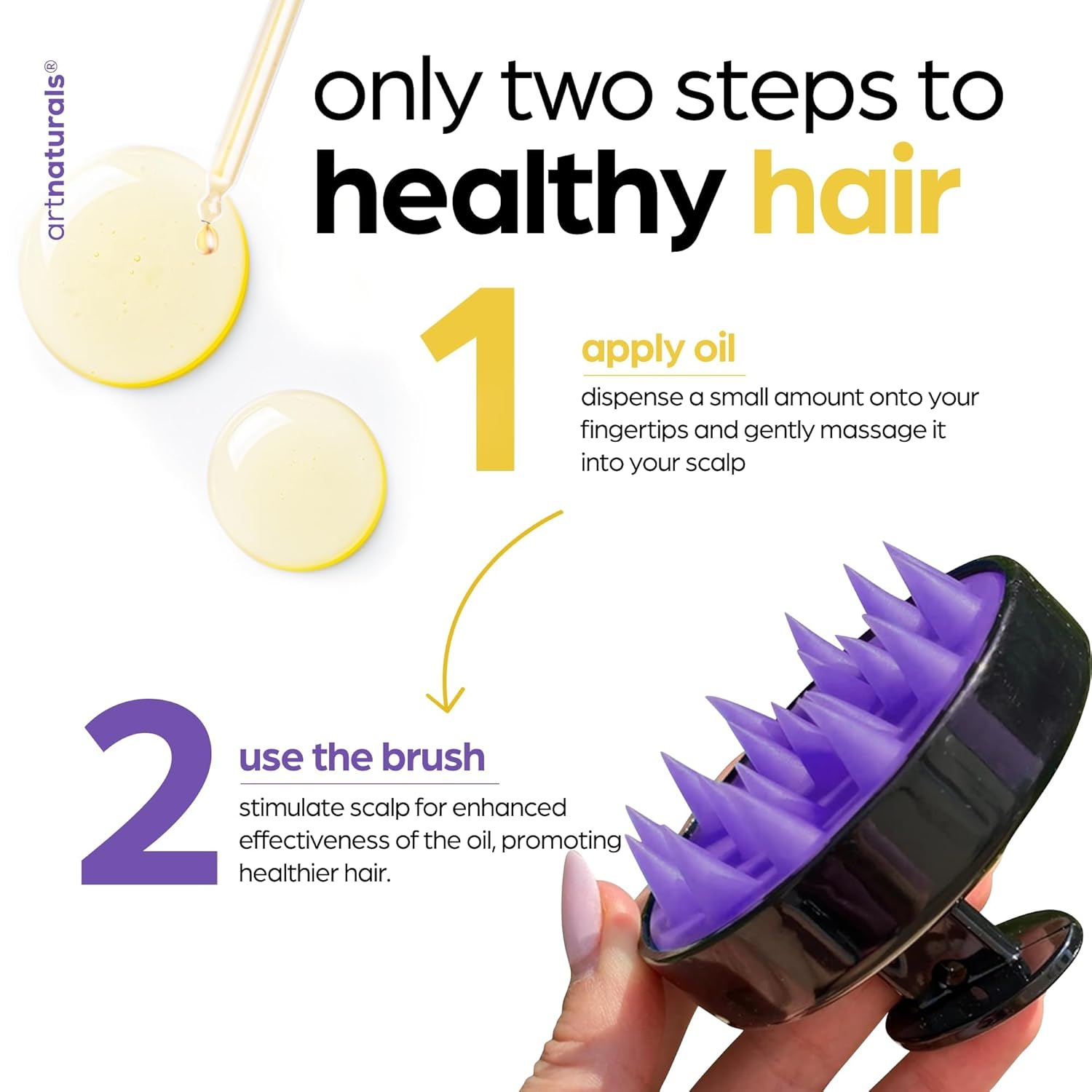 ArtNaturals Organic Rosemary & Castor Hair Growth Oil + Scalp Massager Set