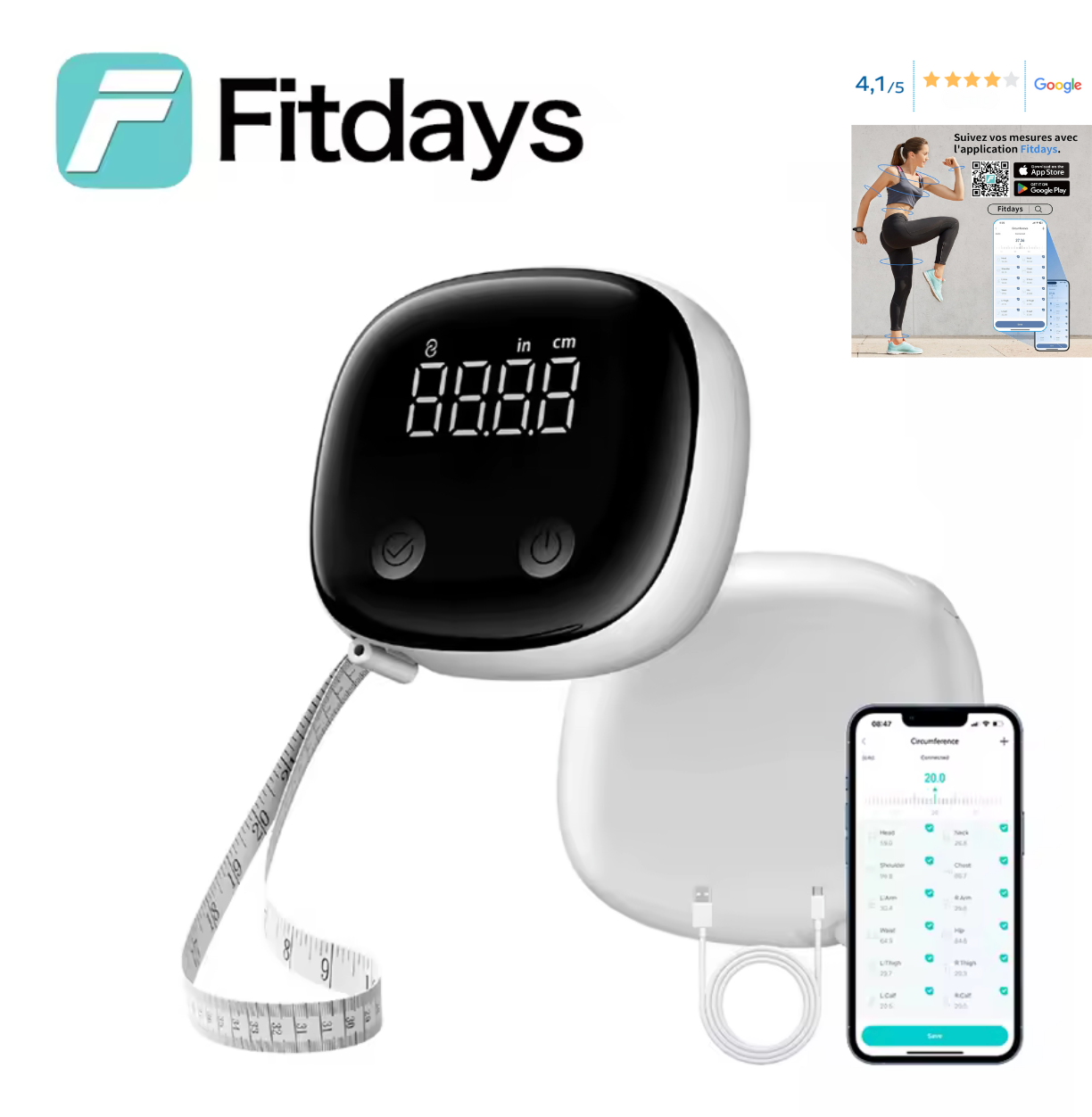 Ruban de mesure connecté Fitdays