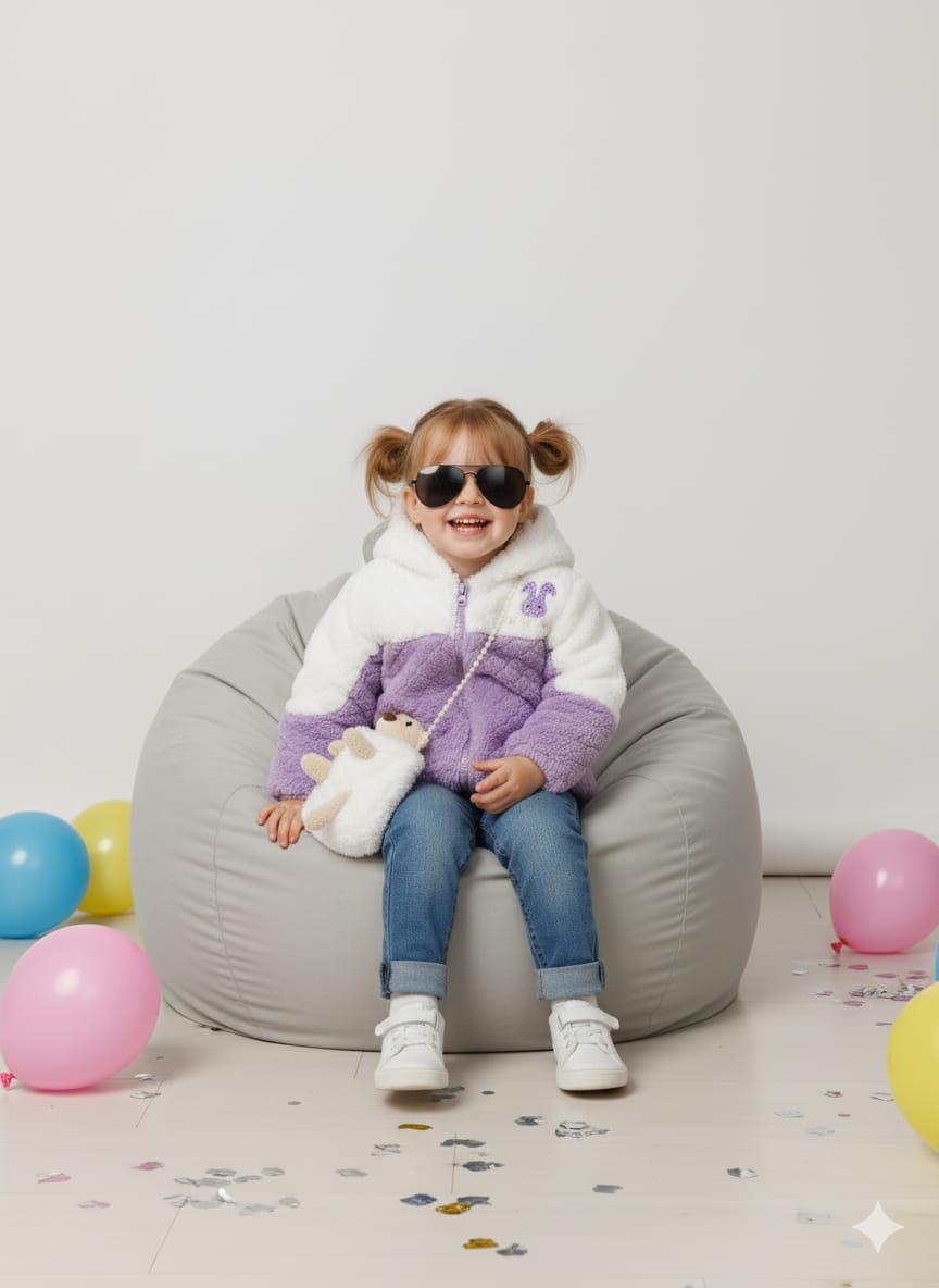 Rabbit Wool Hoodie for Girls