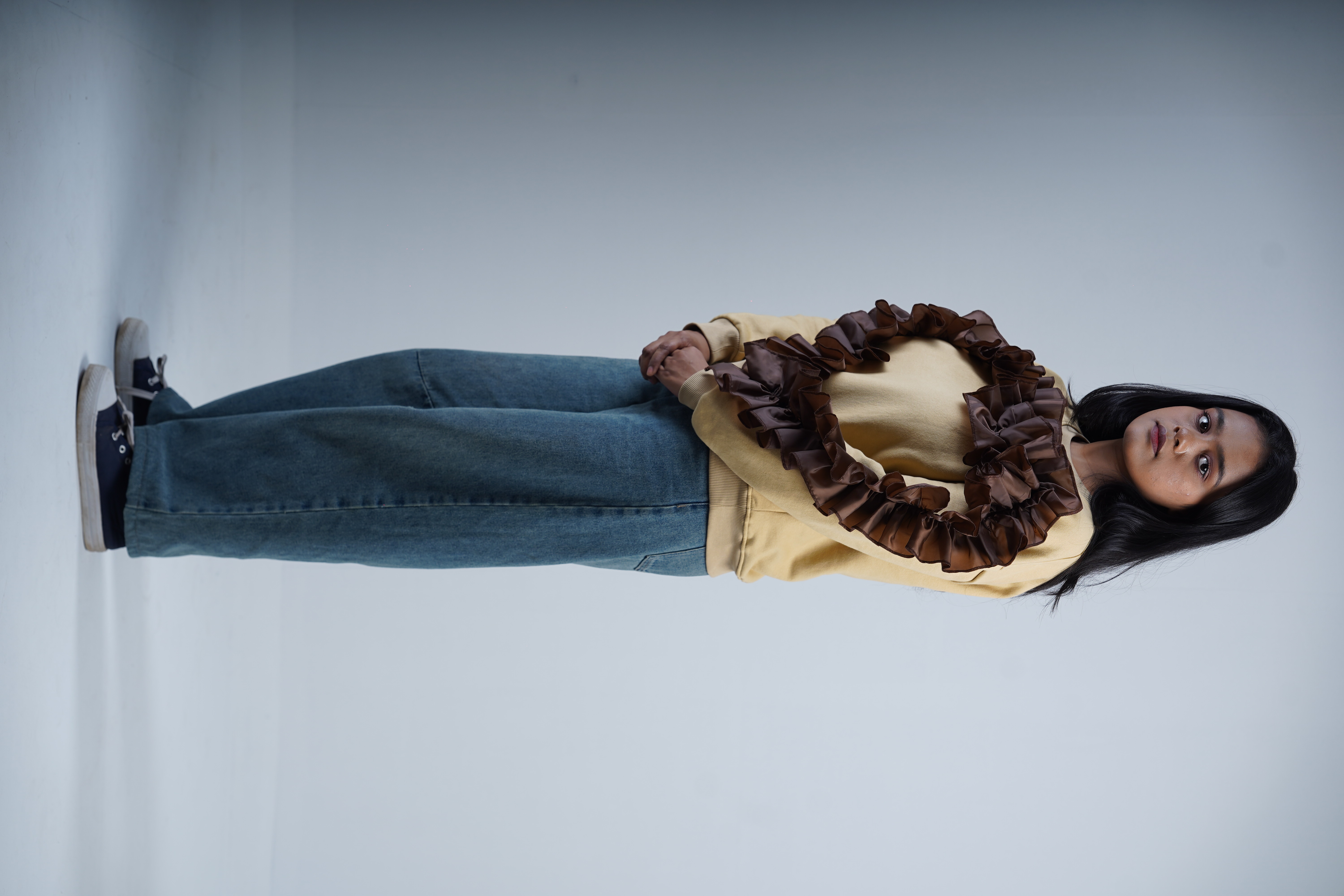 Beige Ruffle Sweatshirt