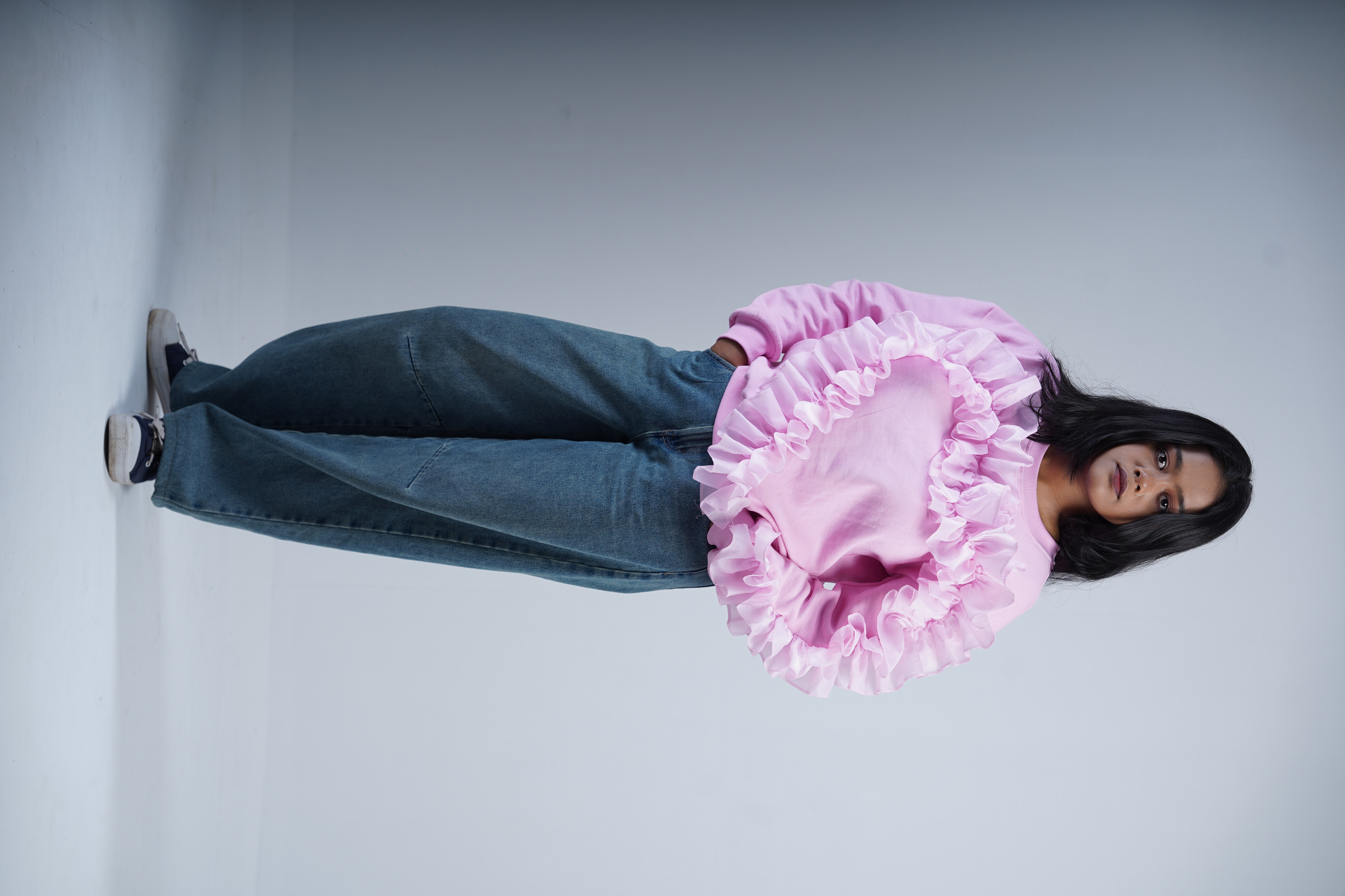 Pink Ruffle Sweatshirt