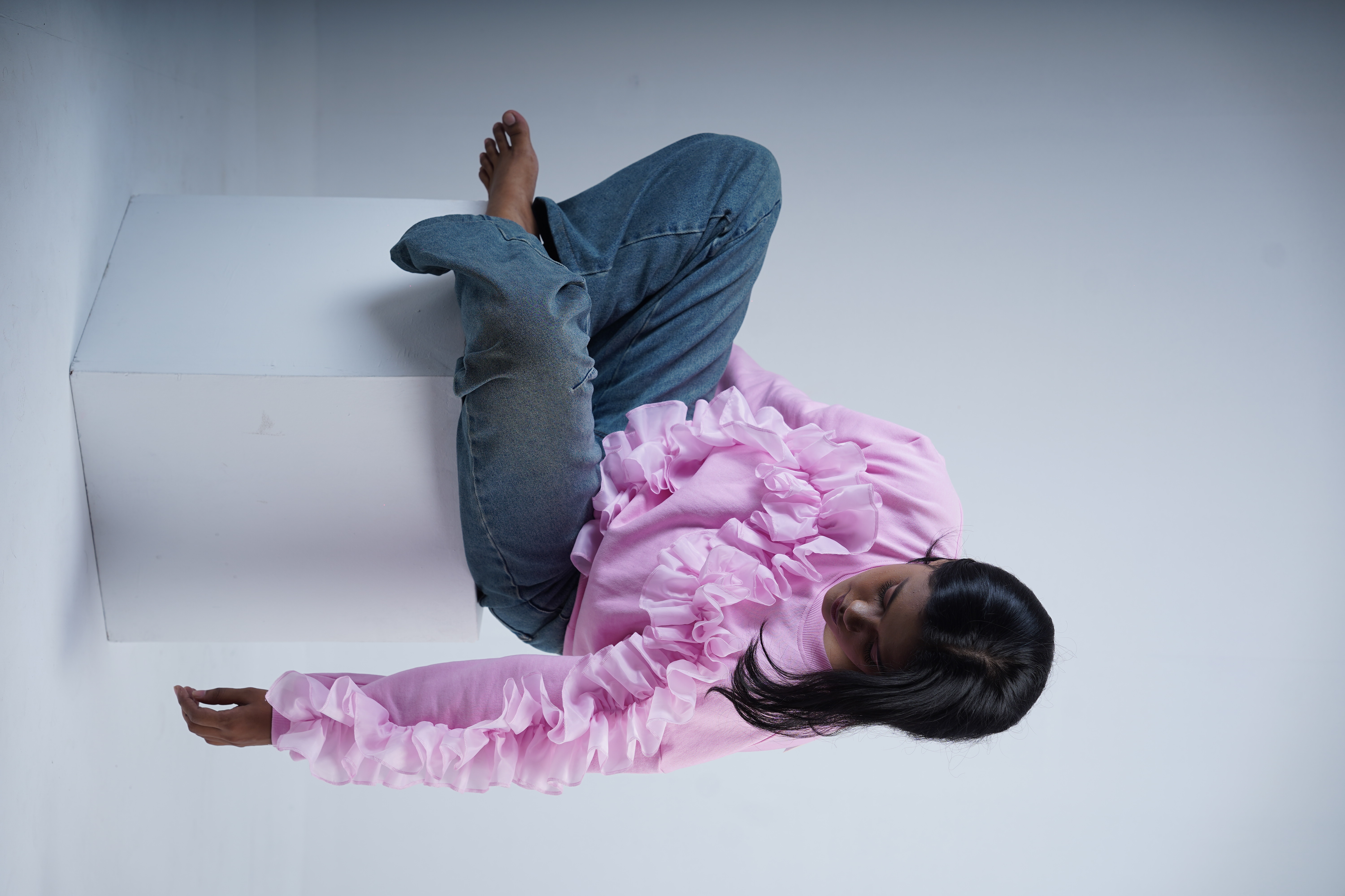 Pink Ruffle Sweatshirt