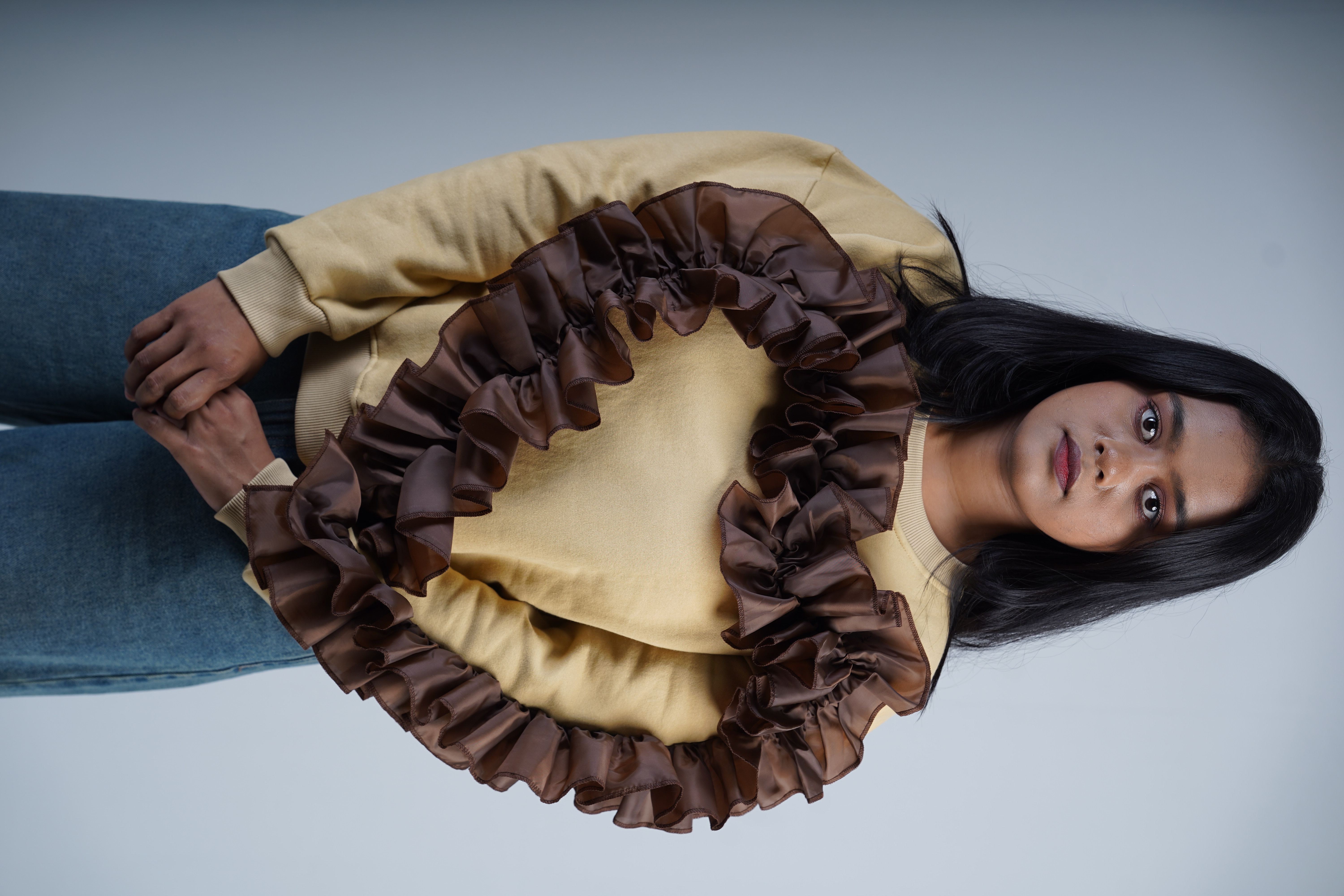 Beige Ruffle Sweatshirt