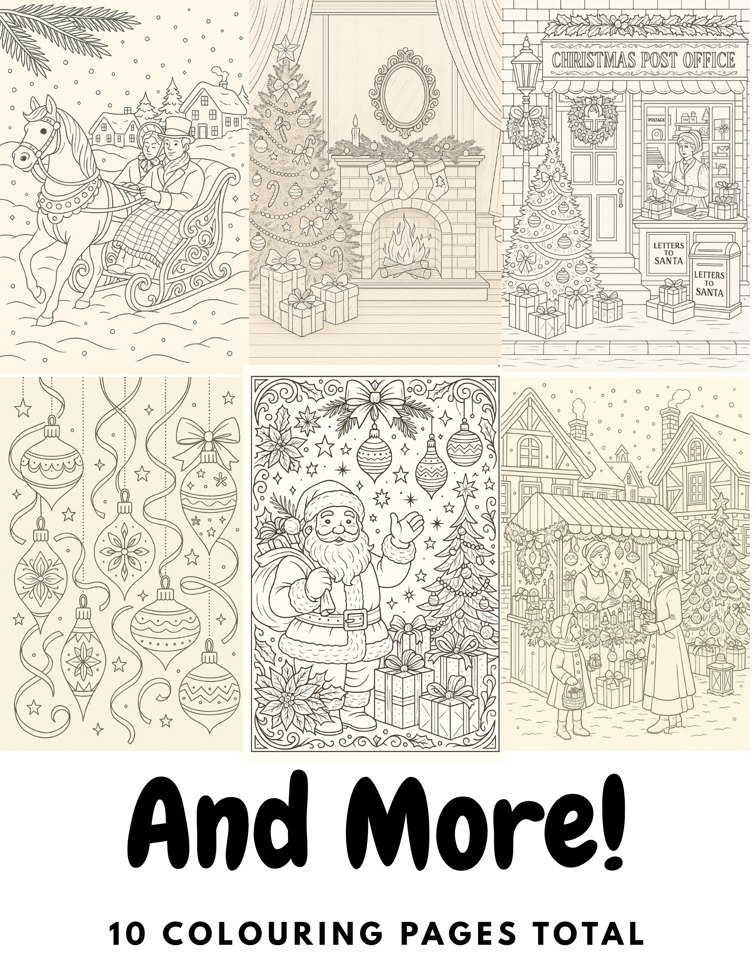 Vintage Christmas Colouring Book for Adults & Teens | Paper Play Palace