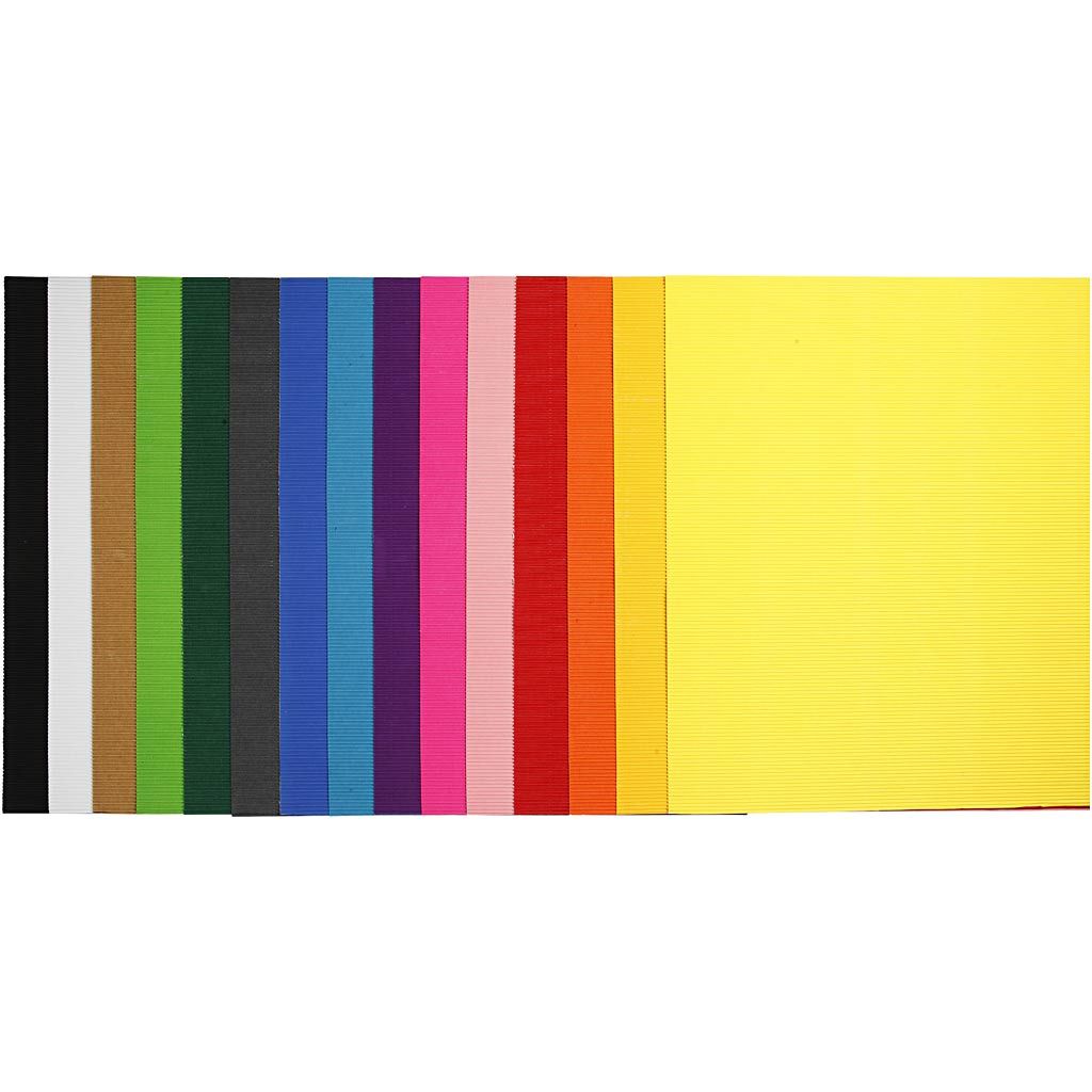 Carton ondulé 50x70 cm, 80 gr, ass. de couleurs
