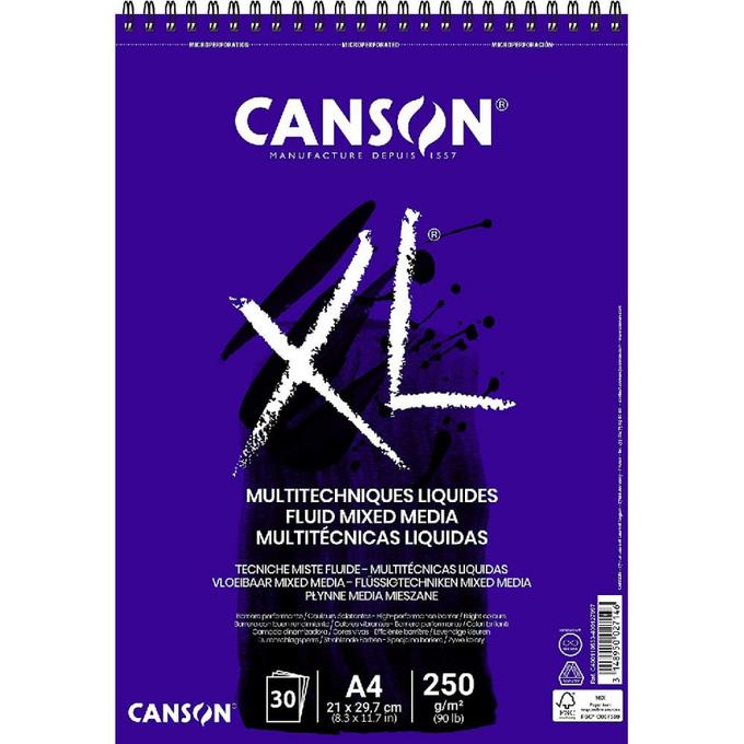 Bloc Canson XL Fluid Mixed Media A4 30F 250g