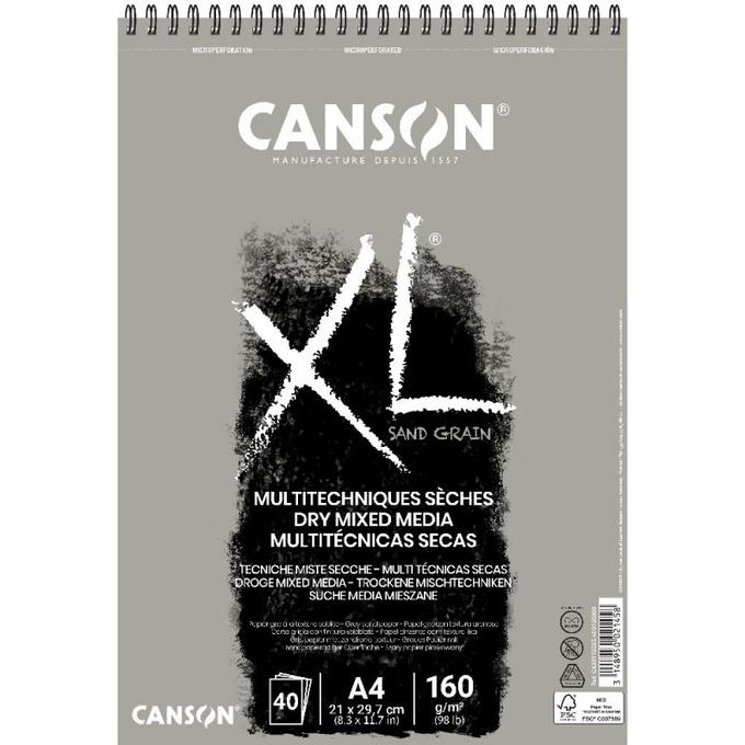 Bloc Canson XL Multi technique sèches A4 40F 160g Gris