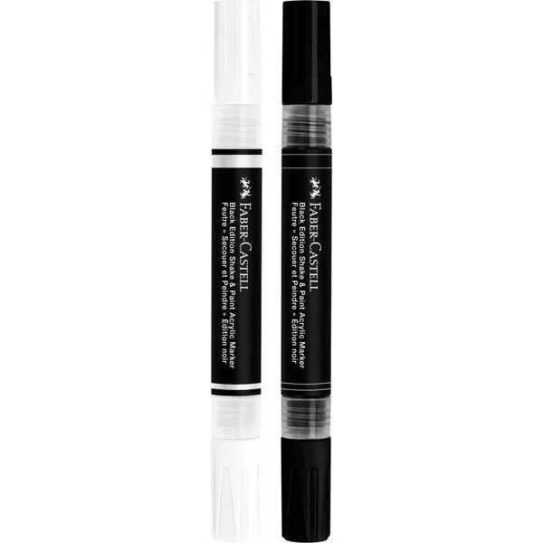 2 Marqueurs acrylique Faber-Castell Blanc+Noir