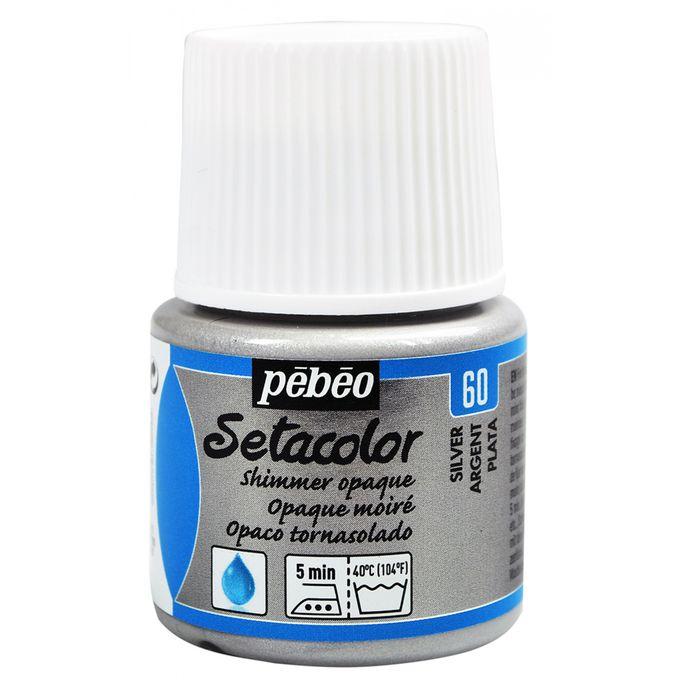 Peinture tissu setacolor Pebeo 45ml Argent