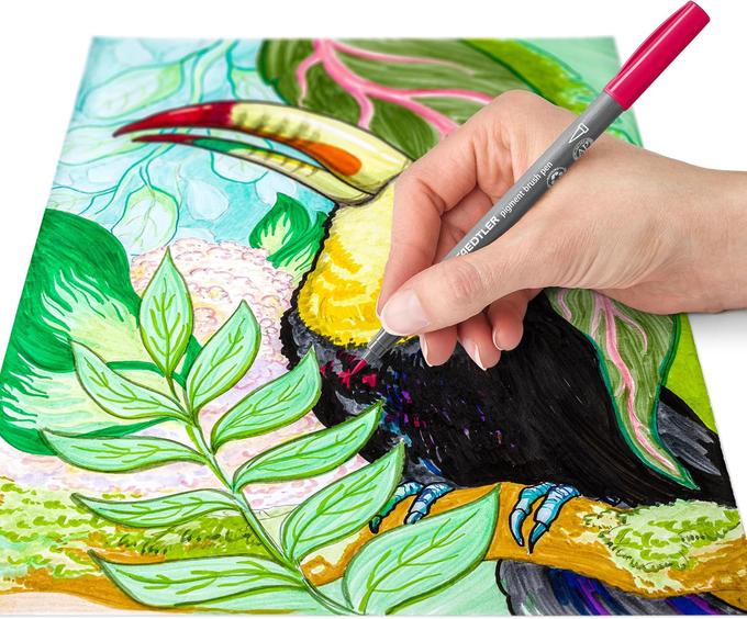 Feutres pigments brush Staedtler - boite de 6 couleurs basic