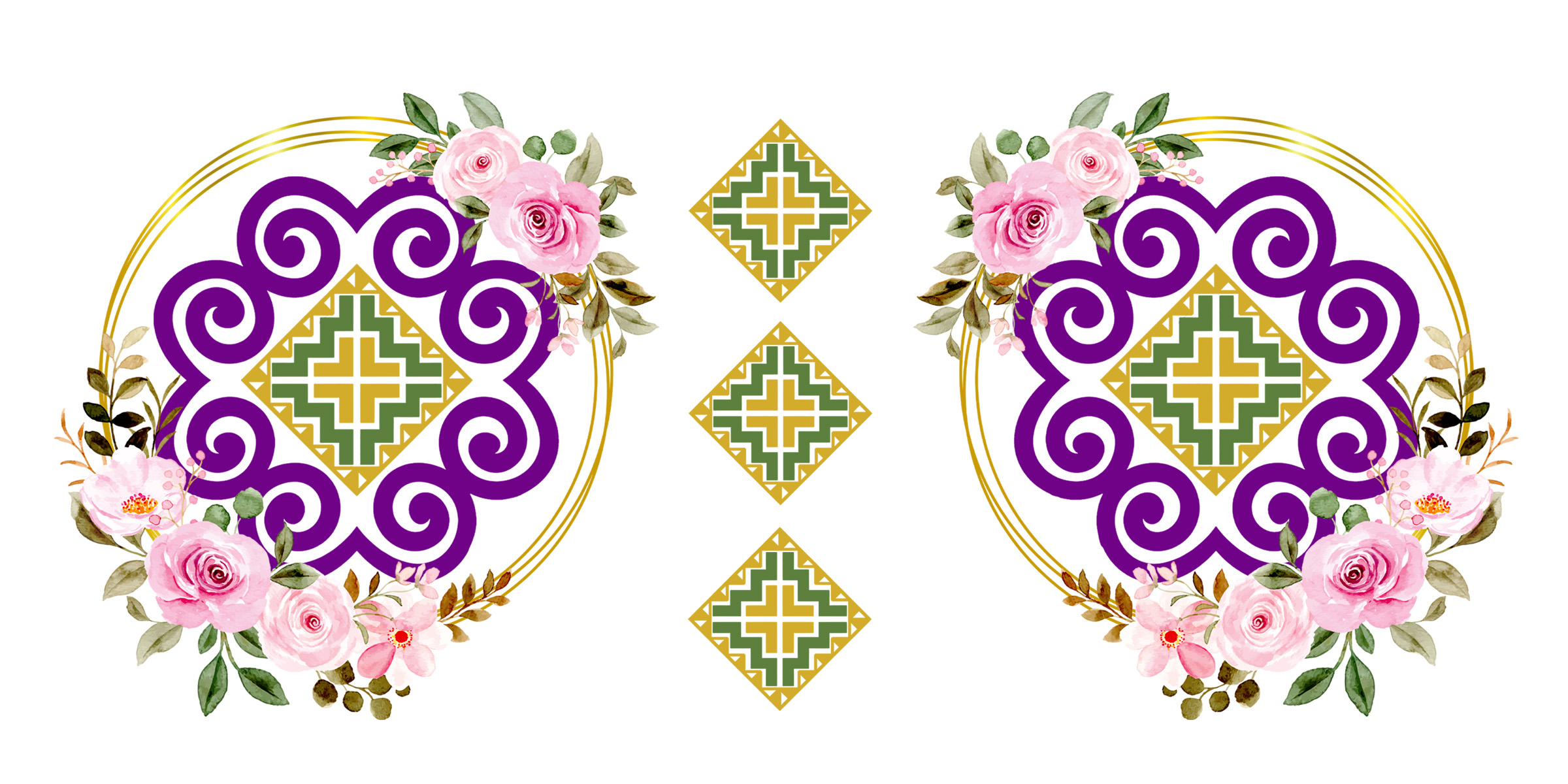 Elegant mug with pink and gold design