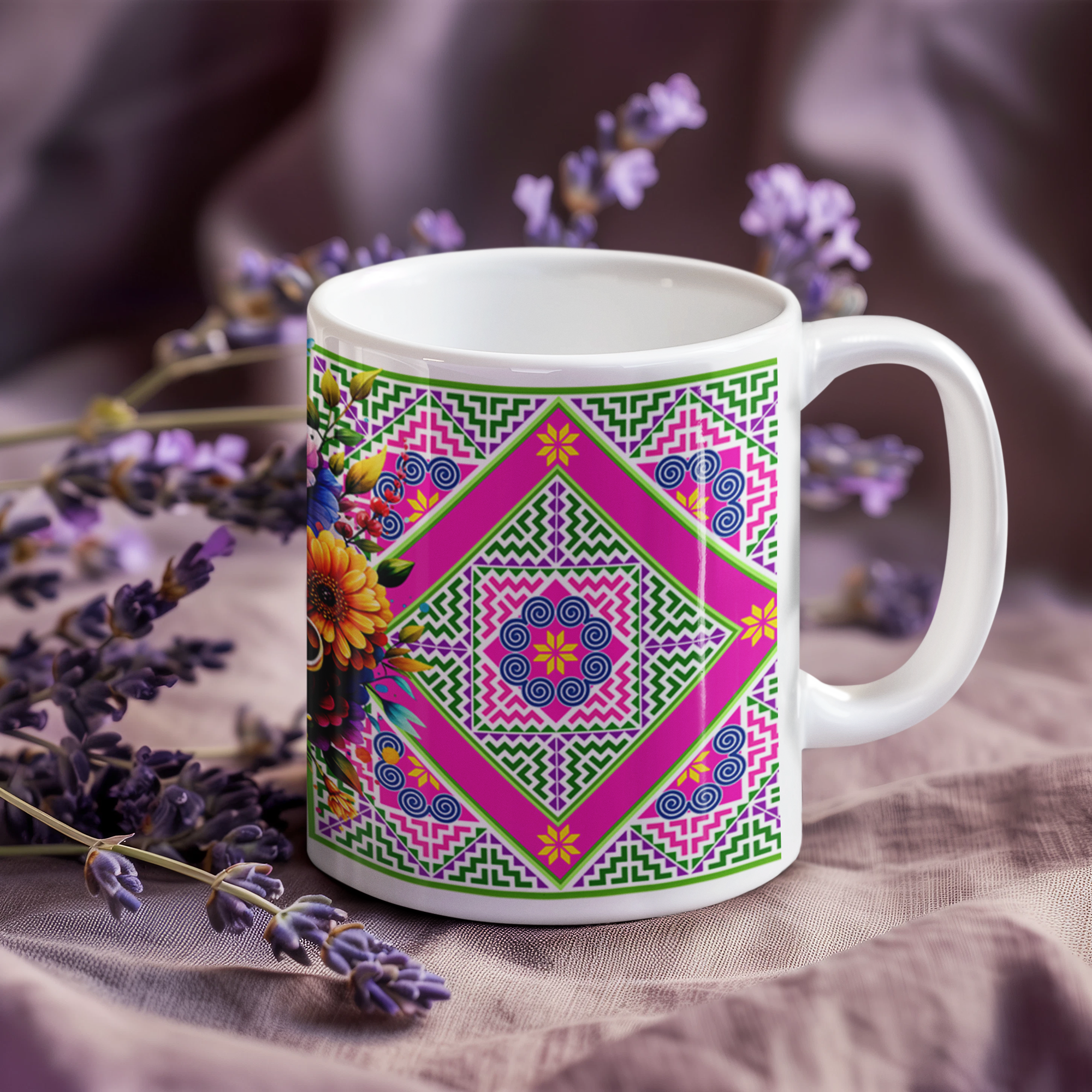 Geometric Floral Mug - M15