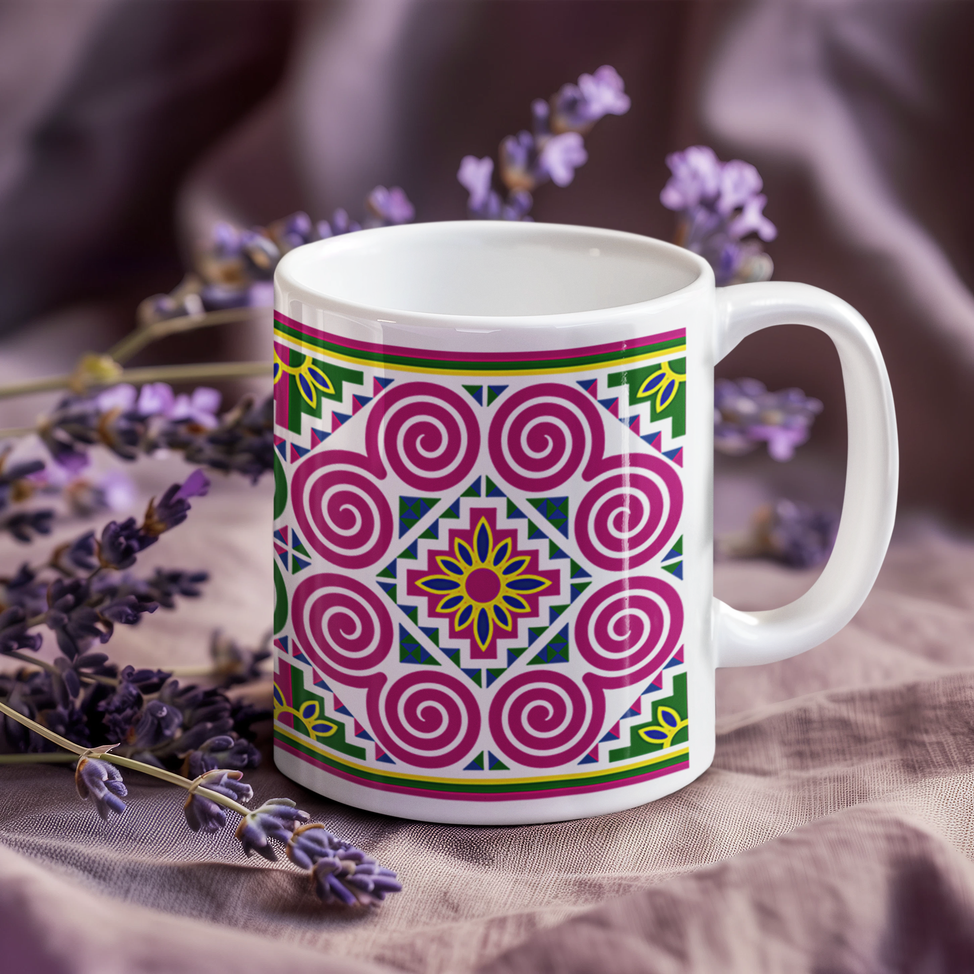 Colorful Patterned Ceramic Mug - M10
