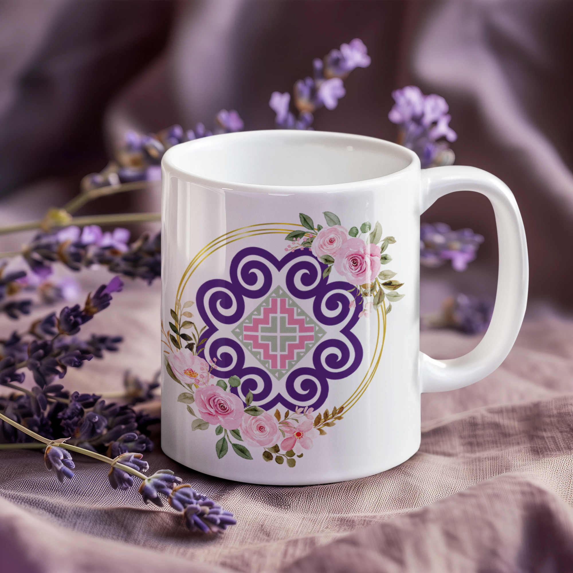 Floral Ornate Ceramic Mug - M3