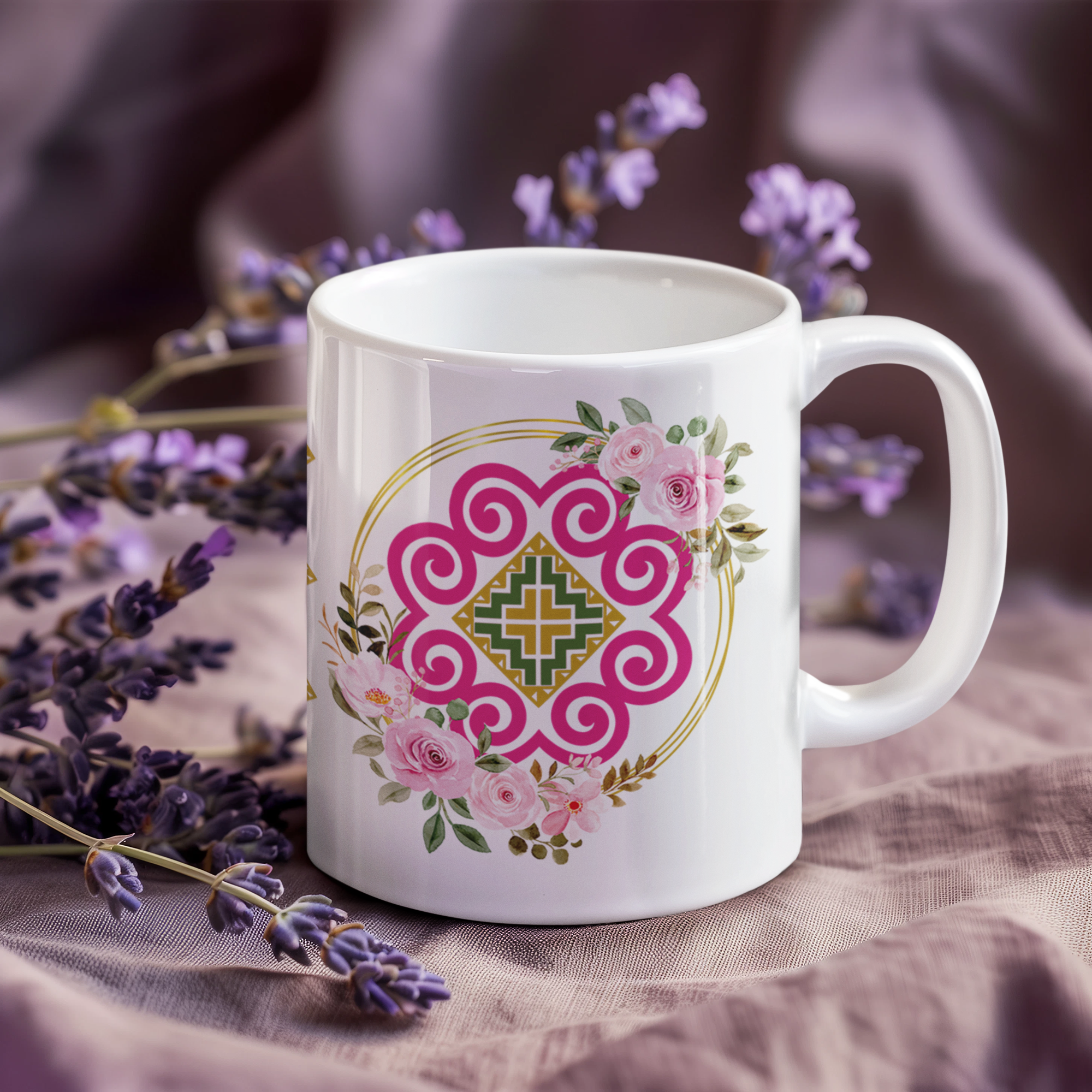 Floral Pattern Ceramic Mug - M1