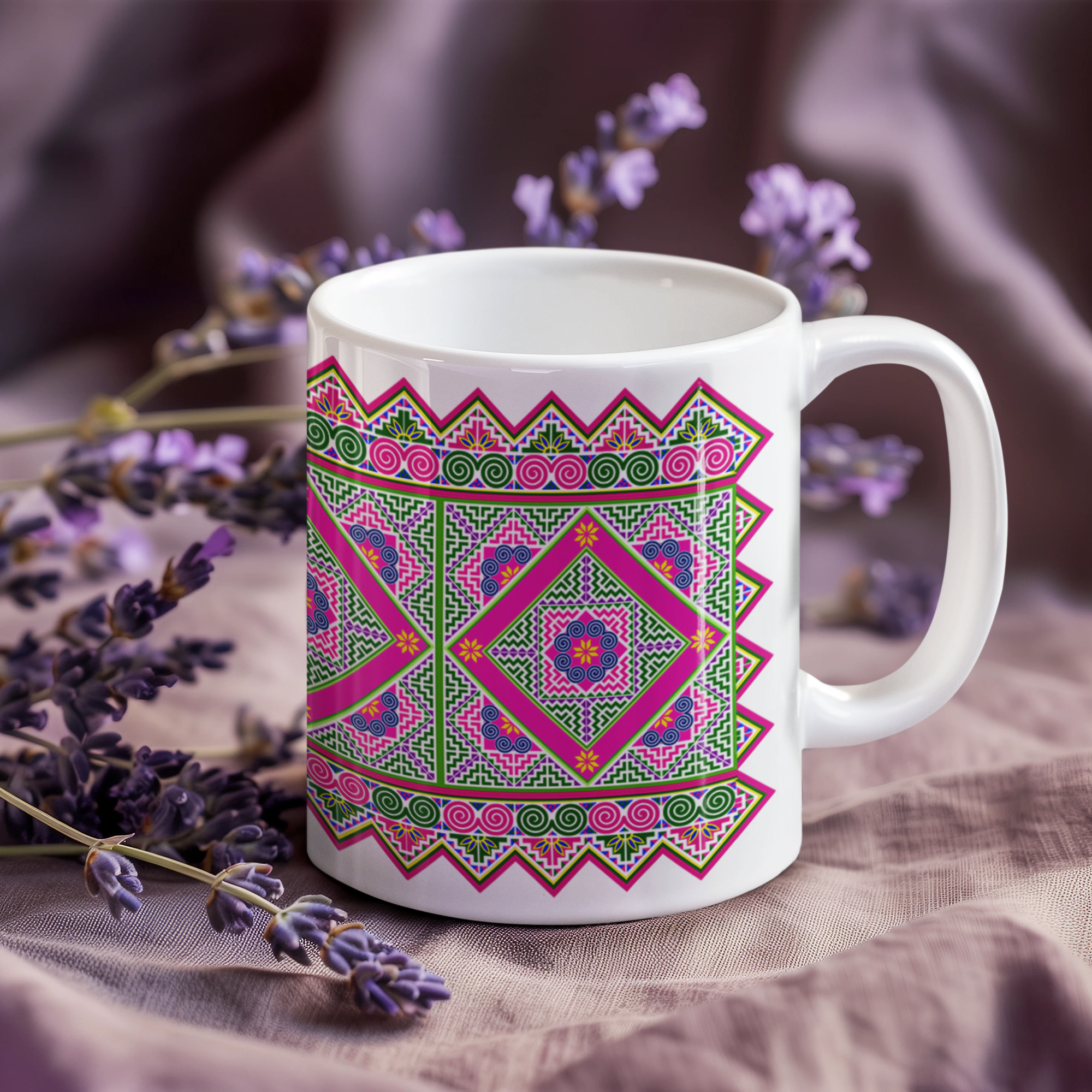 Boho Patterned Ceramic Mug - M12