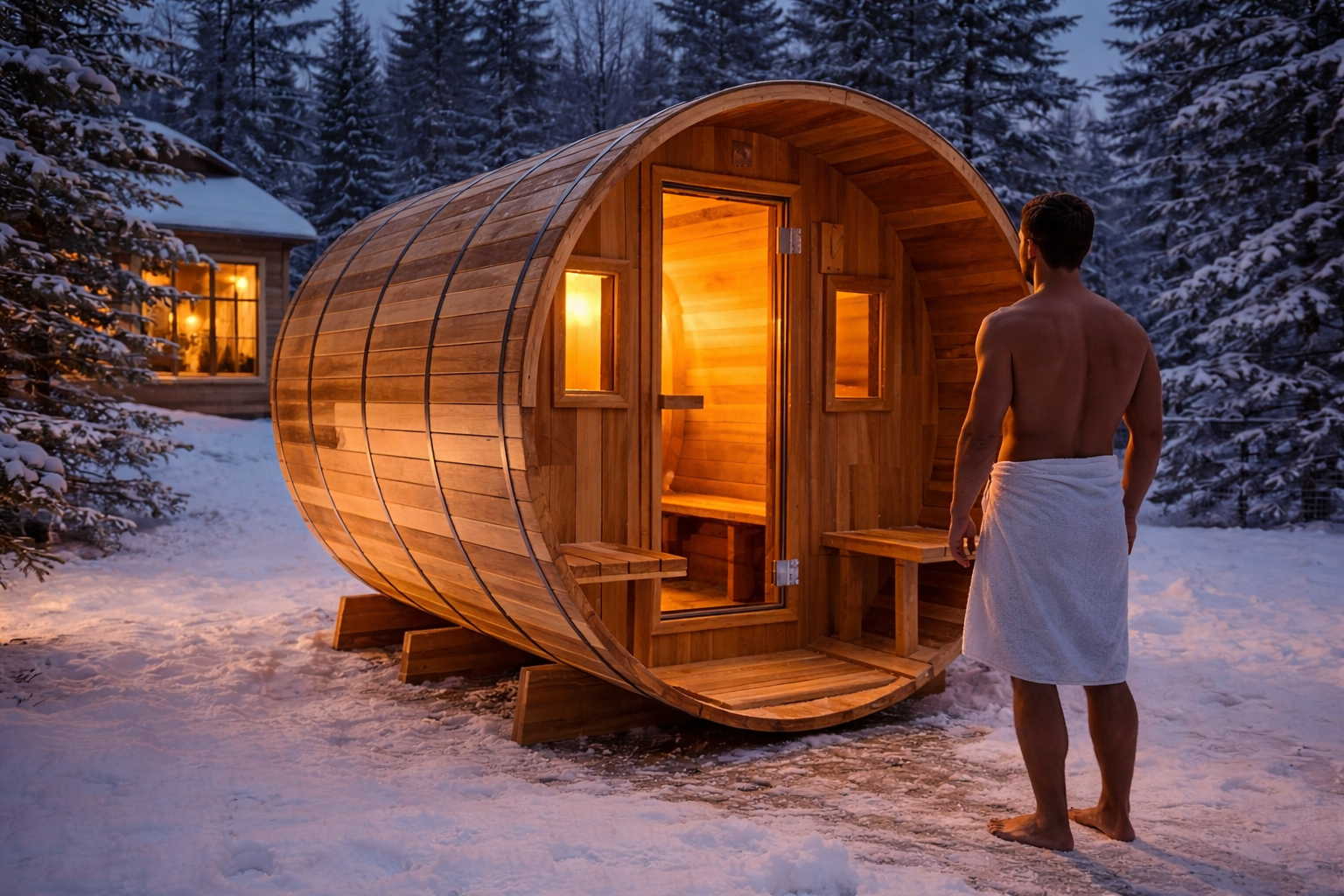 Nordic Barrel Sauna in Red Cedar